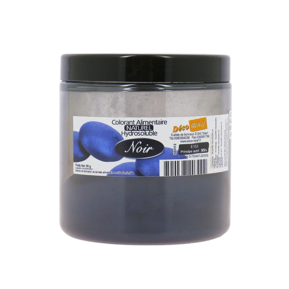 Colorant alimentaire naturel hydrosoluble noir Déco Relief 50 g
