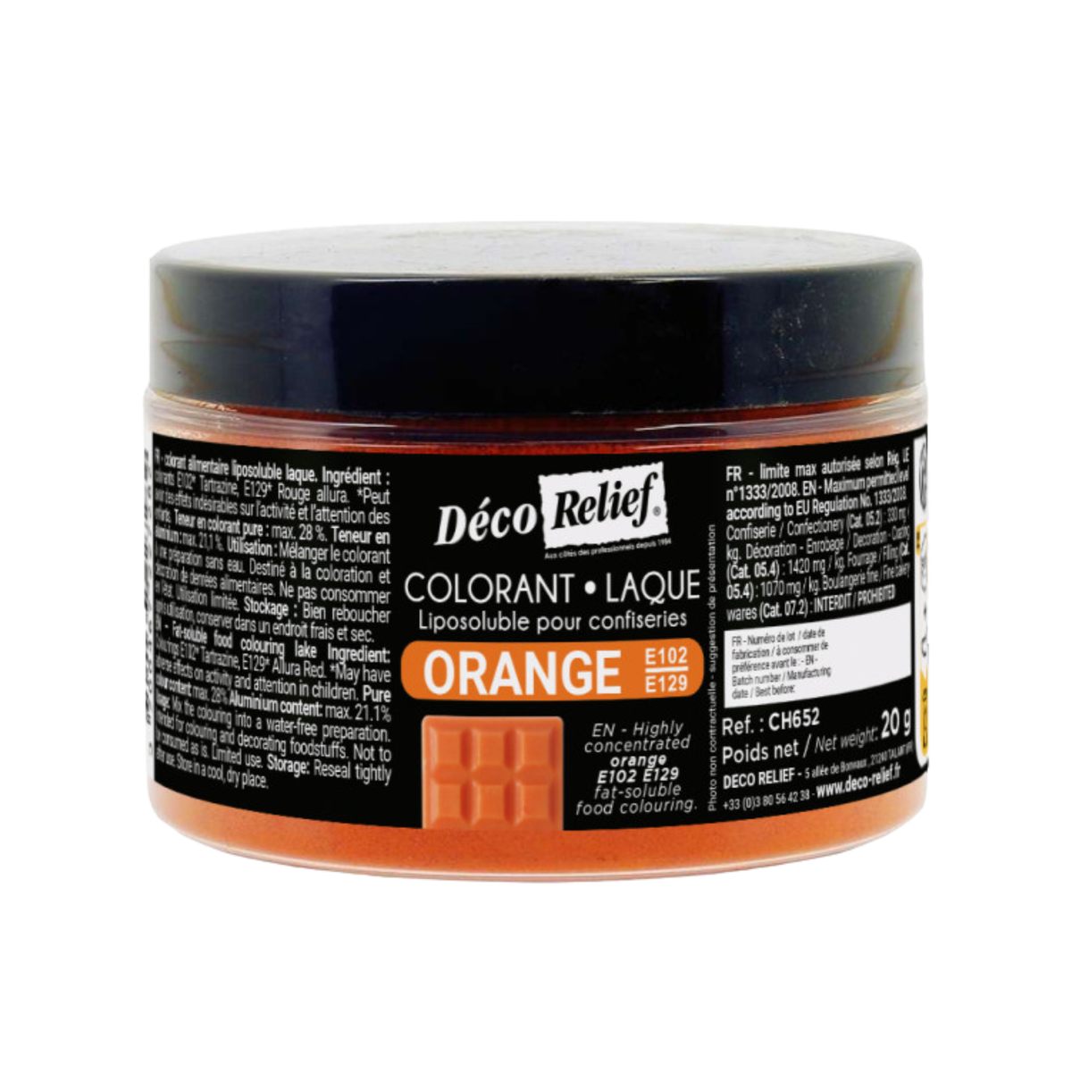 Colorant alimentaire laque liposoluble orange Déco Relief 20 g