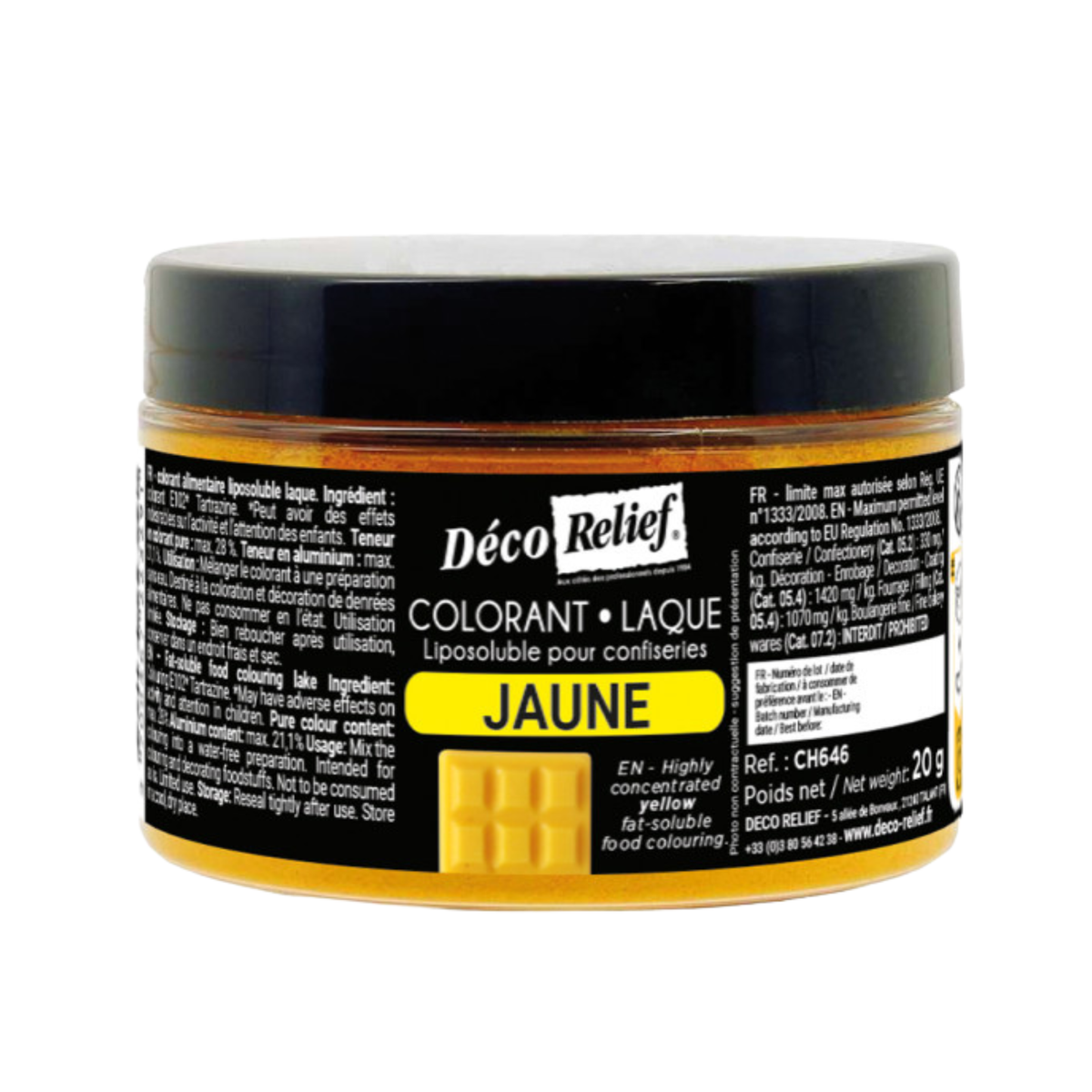 Colorant alimentaire laque liposoluble jaune Déco Relief 20 g