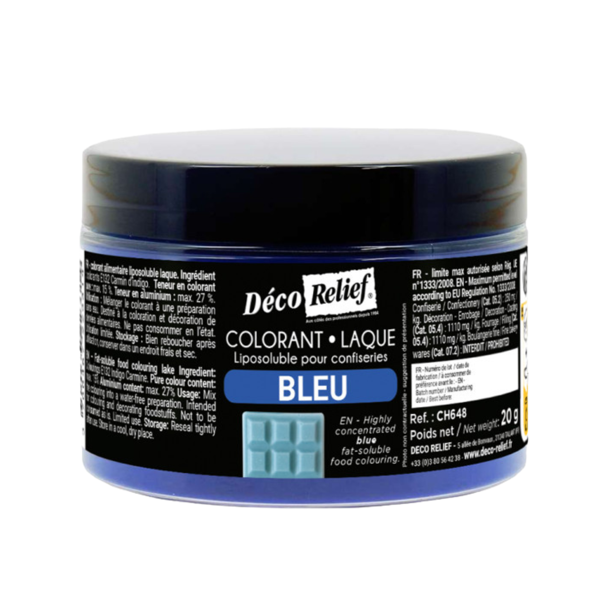 Colorant alimentaire laque liposoluble bleu Déco Relief 20 g