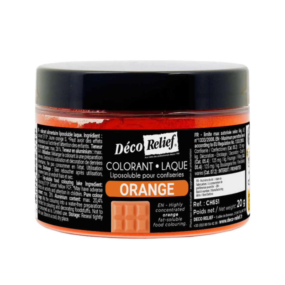 Colorant alimentaire laque liposoluble orange Déco Relief 20 g