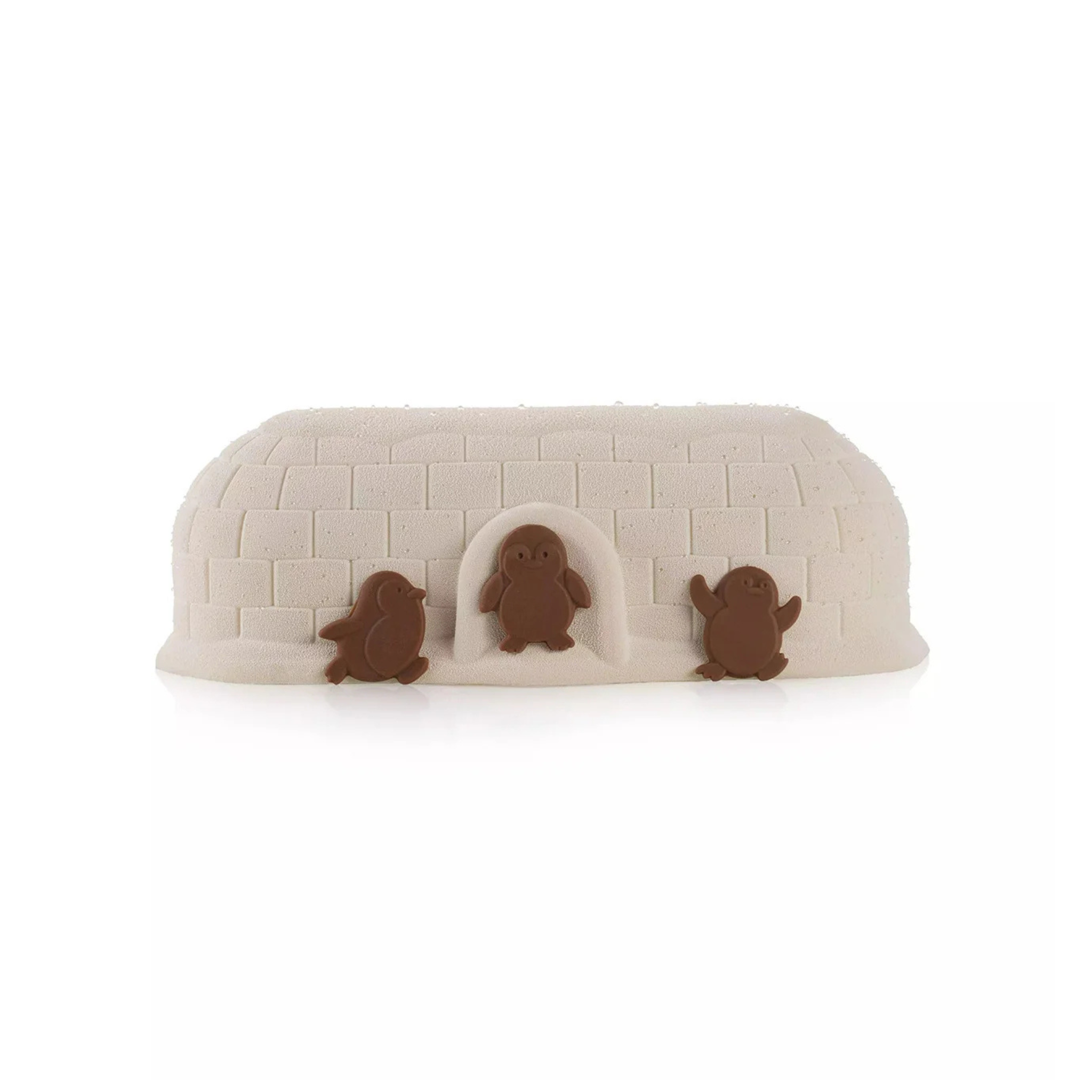 Silikomart - Moule Silicone Bûche Igloo avec 3 Pingouins 23,4 x 11,5 x 7,5 cm