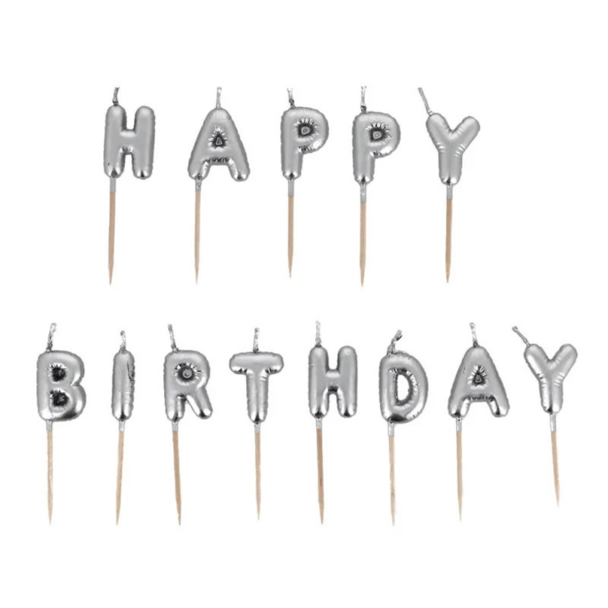 Patisdecor - Bougies à Piquer Happy Birthday Dorées ou Argentées
