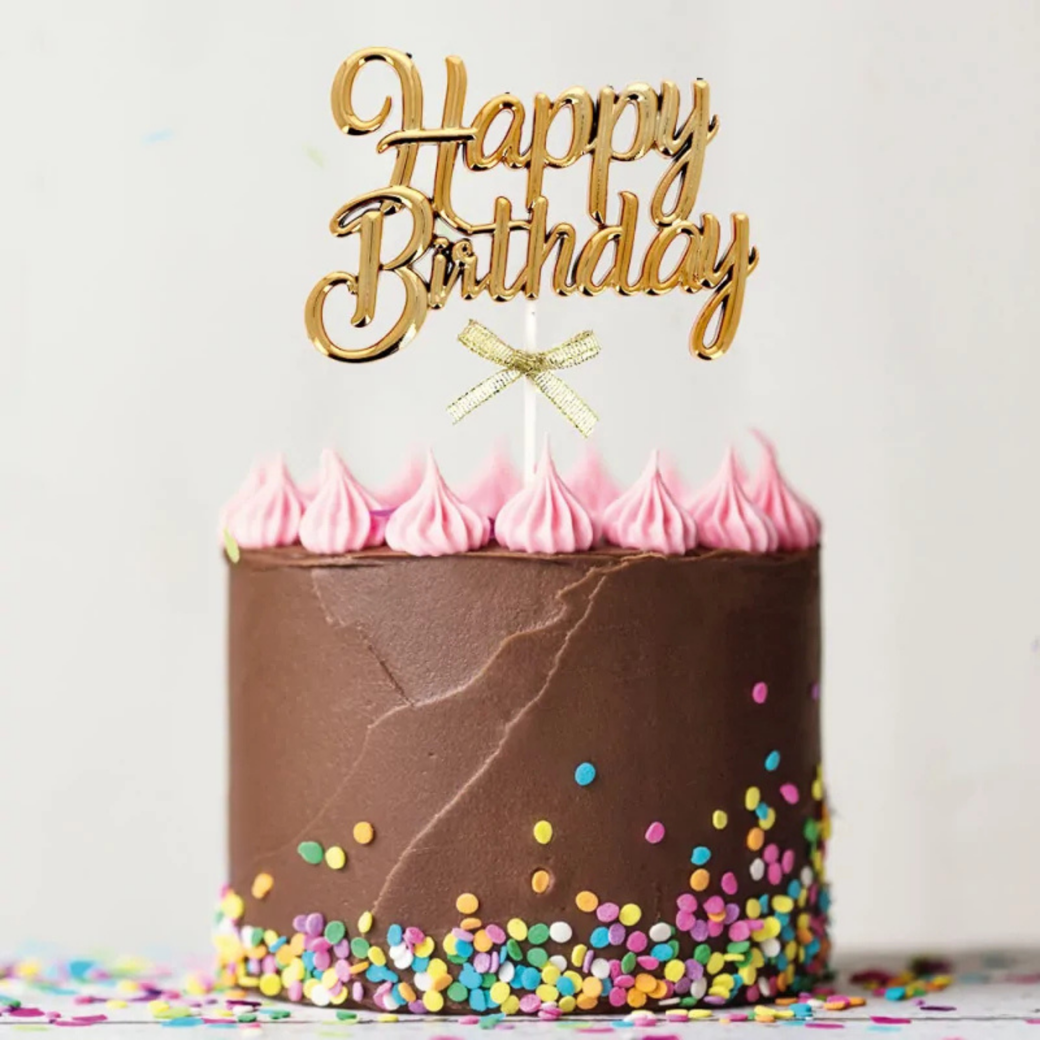 Patisdecor - Cake Topper Happy Birthday Doré