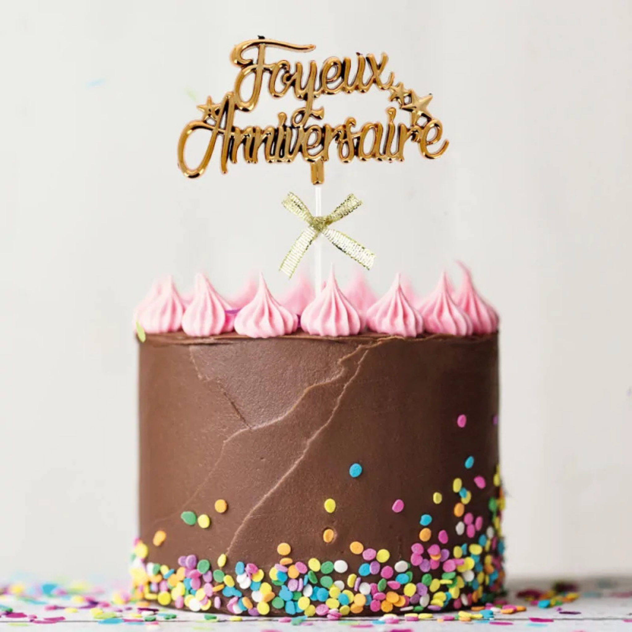 Patisdecor - Cake Topper Joyeux Anniversaire Doré