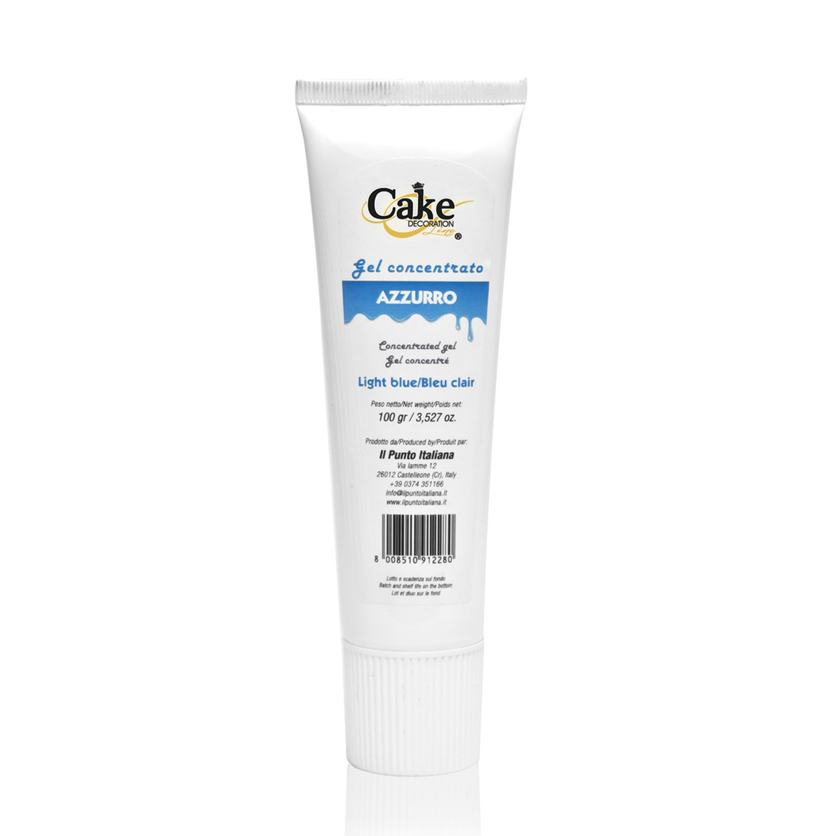 tube de colorant en gel bleu clair