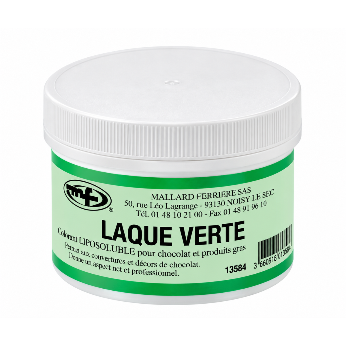 pot de colorant laque liposoluble spécial chocolat verte