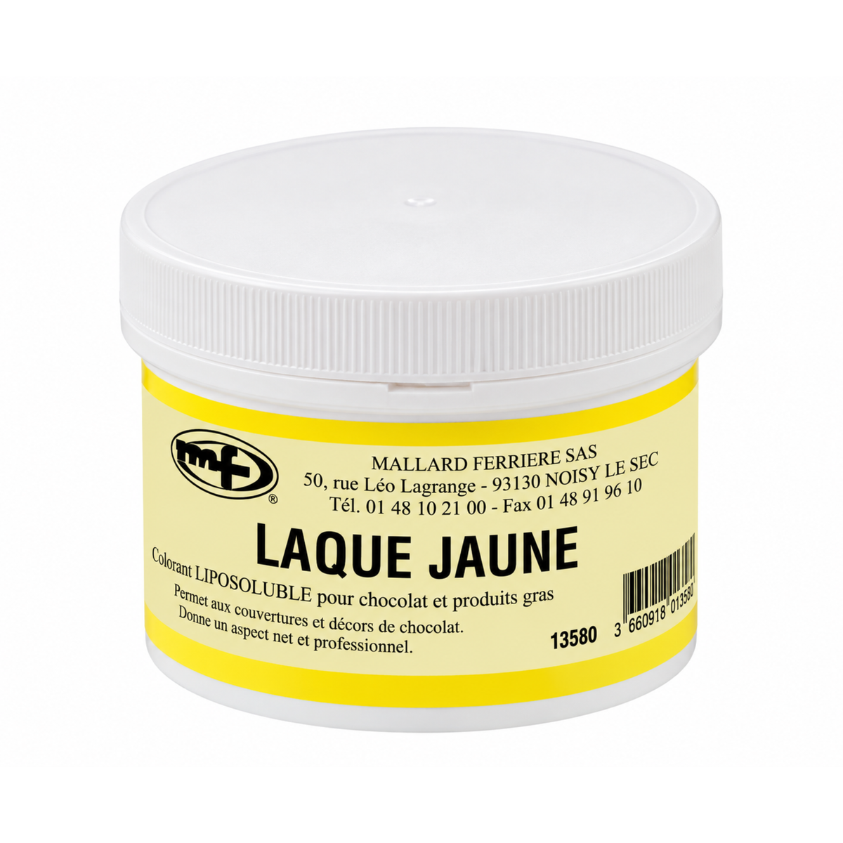 pot de colorant laque liposoluble spécial chocolat jaune