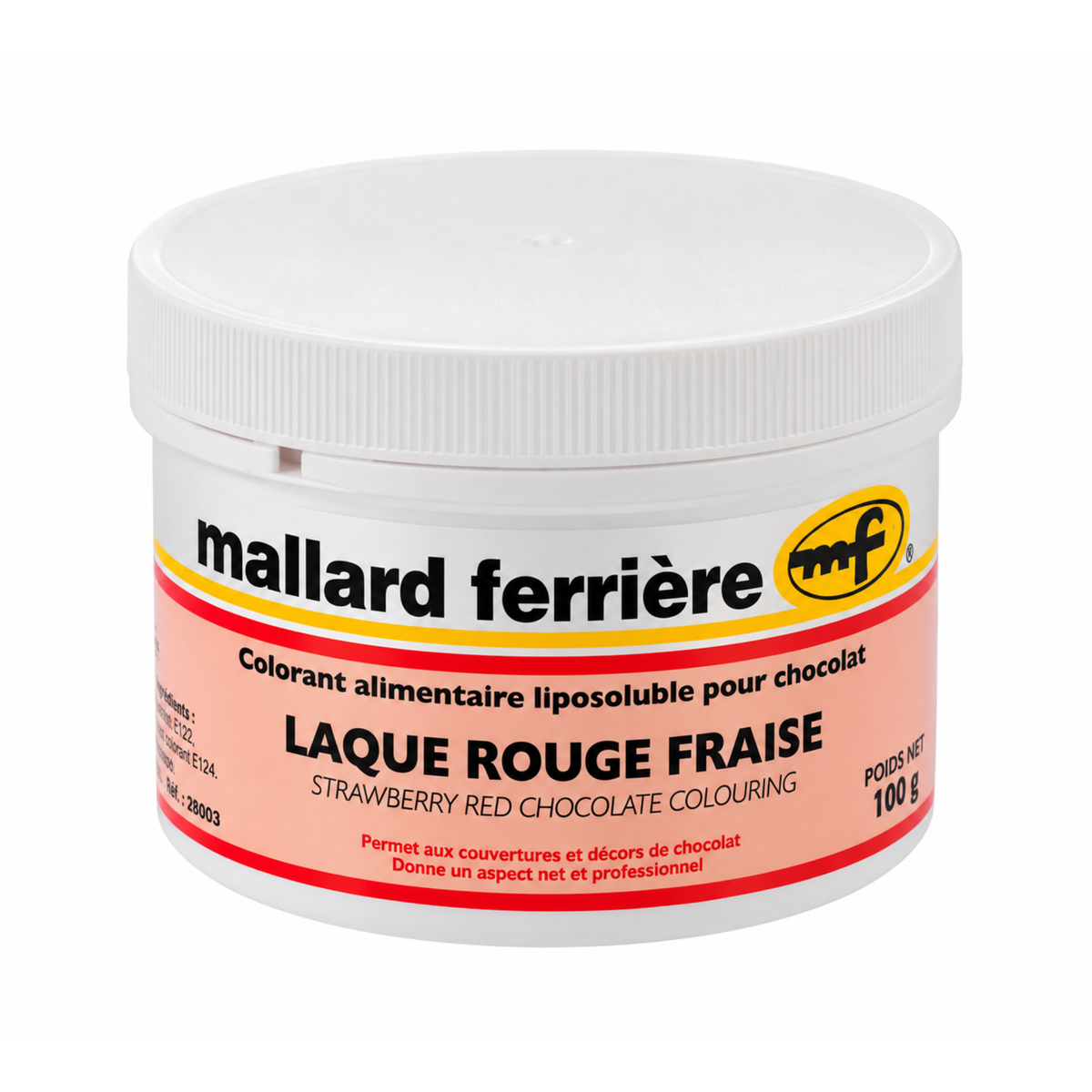 pot de colorant laque liposoluble spécial chocolat rouge fraise