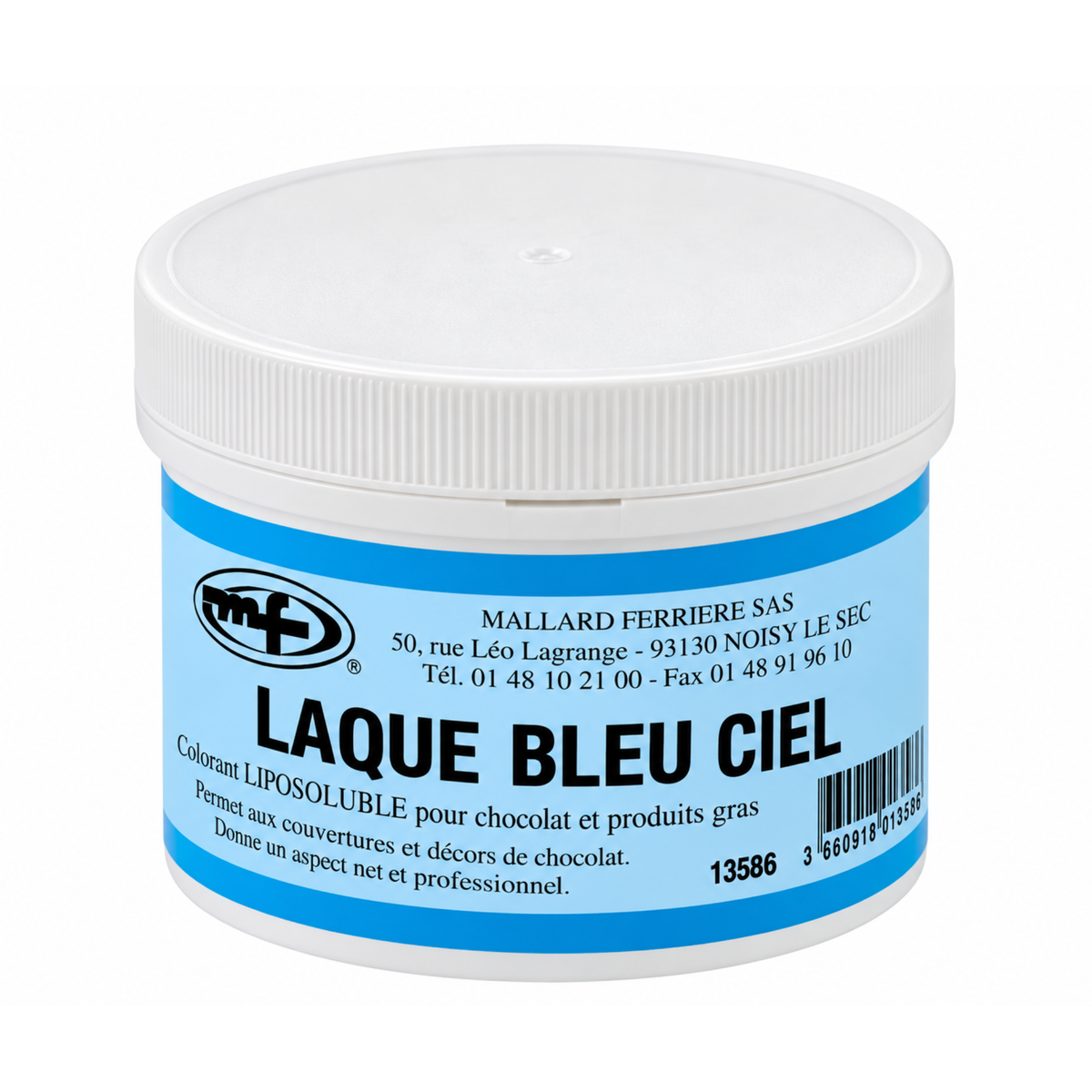 pot de colorant laque liposoluble spécial chocolat bleu ciel