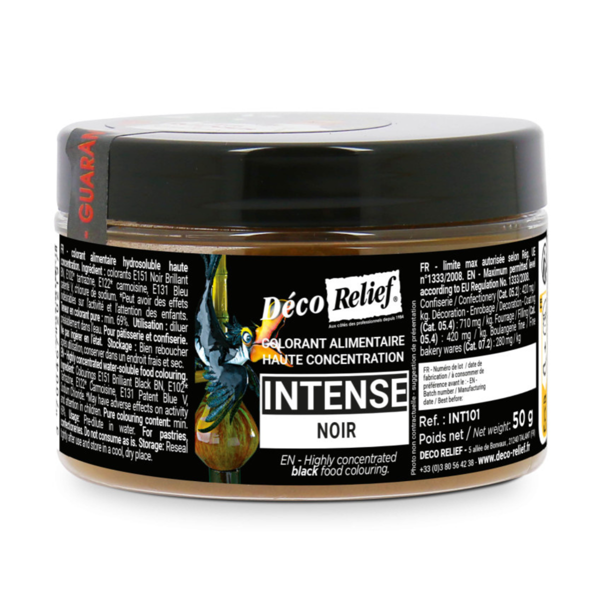 pot de colorant alimentaire Hydrosoluble Intense en poudre noir
