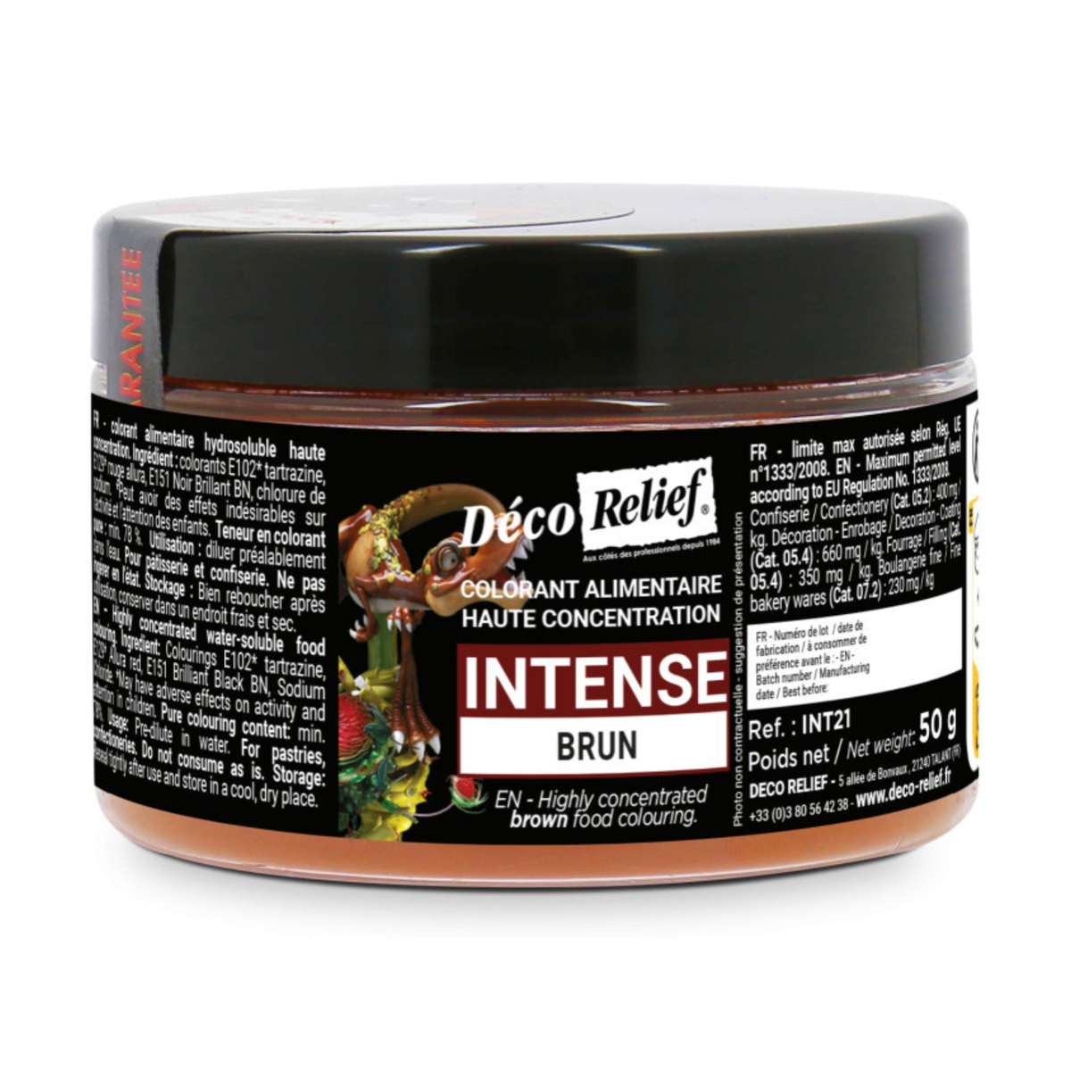 pot de colorant alimentaire Hydrosoluble Intense en poudre brun
