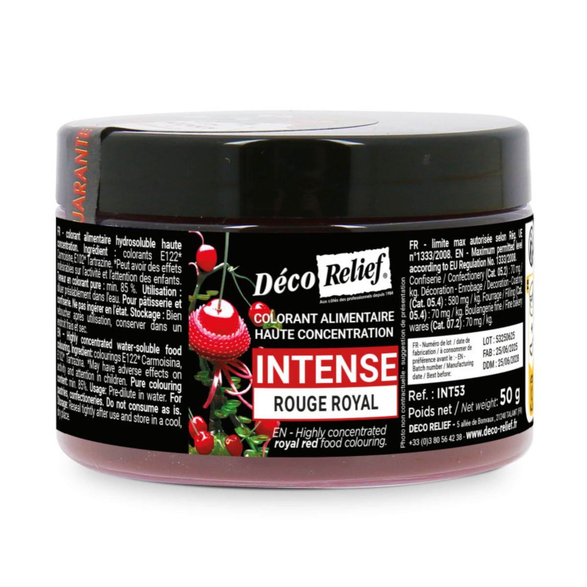 pot de colorant alimentaire Hydrosoluble Intense en poudre rouge royal