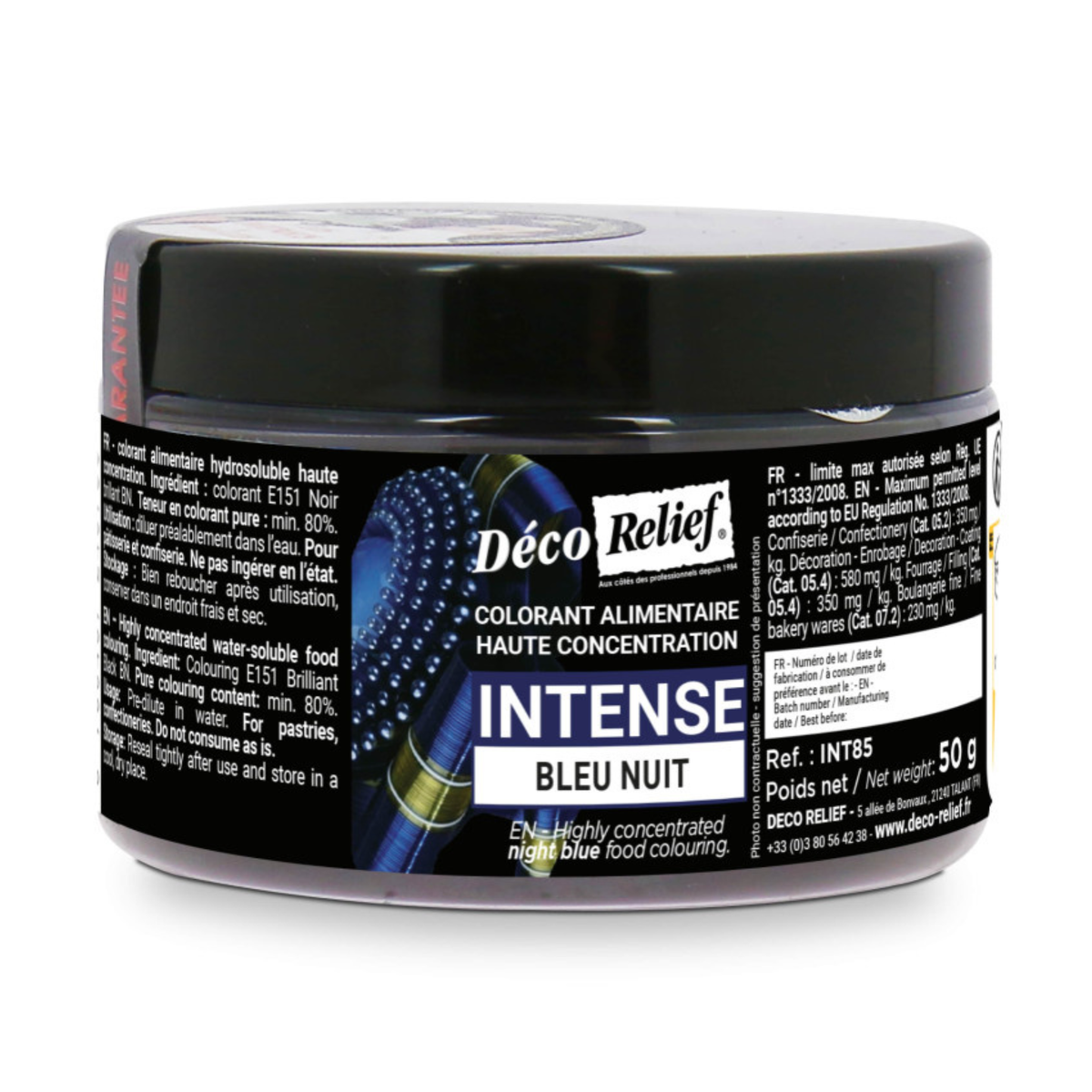 pot de colorant alimentaire Hydrosoluble Intense en poudre bleu nuit