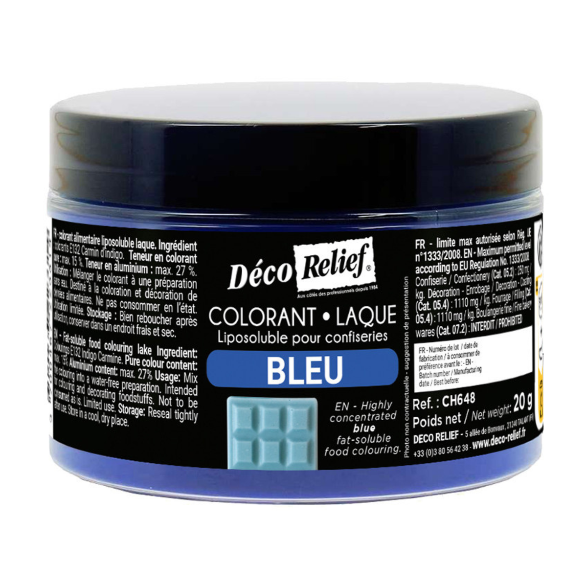 pot de colorant alimentaire Liposoluble Laque en poudre bleu