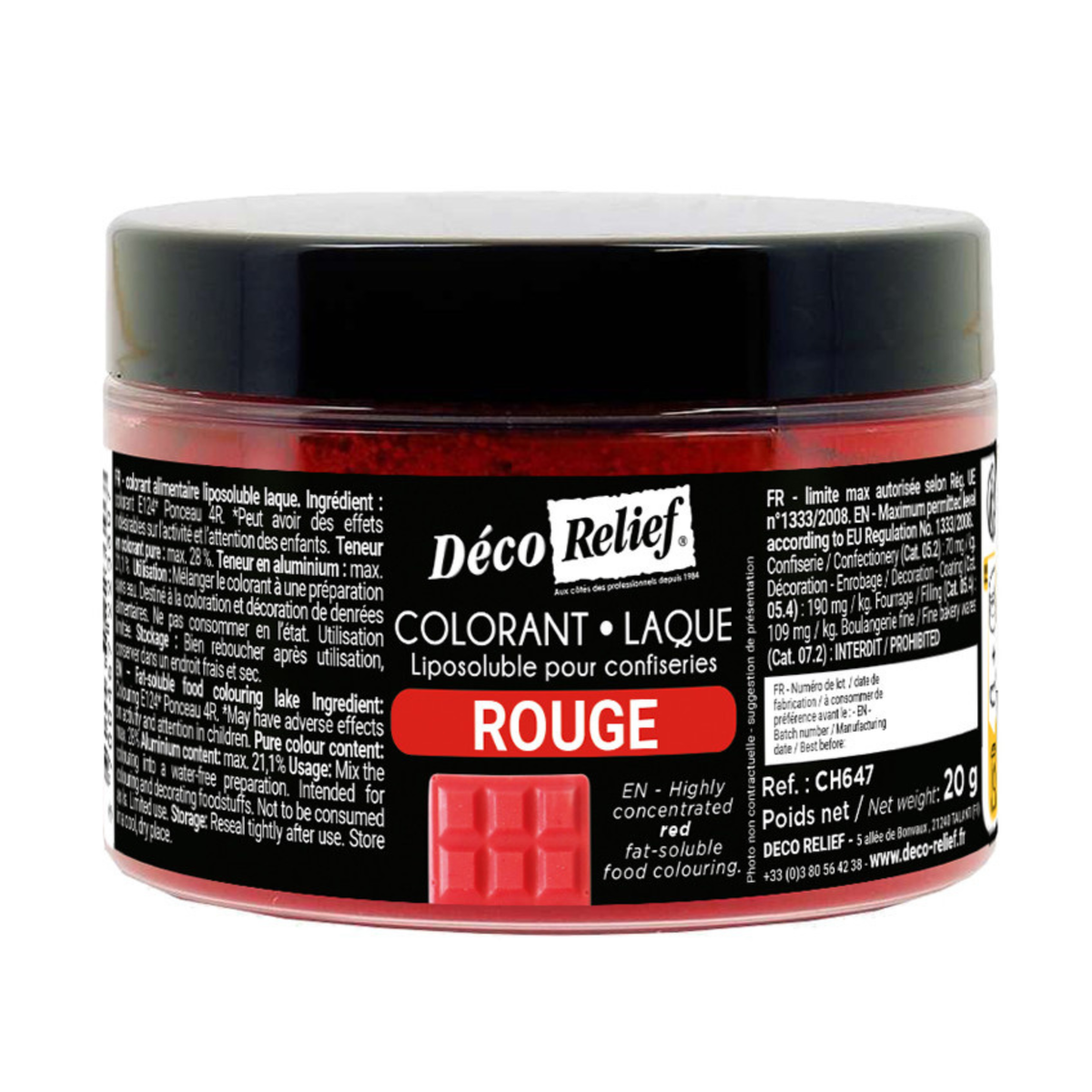 pot de colorant alimentaire Liposoluble Laque en poudre rouge