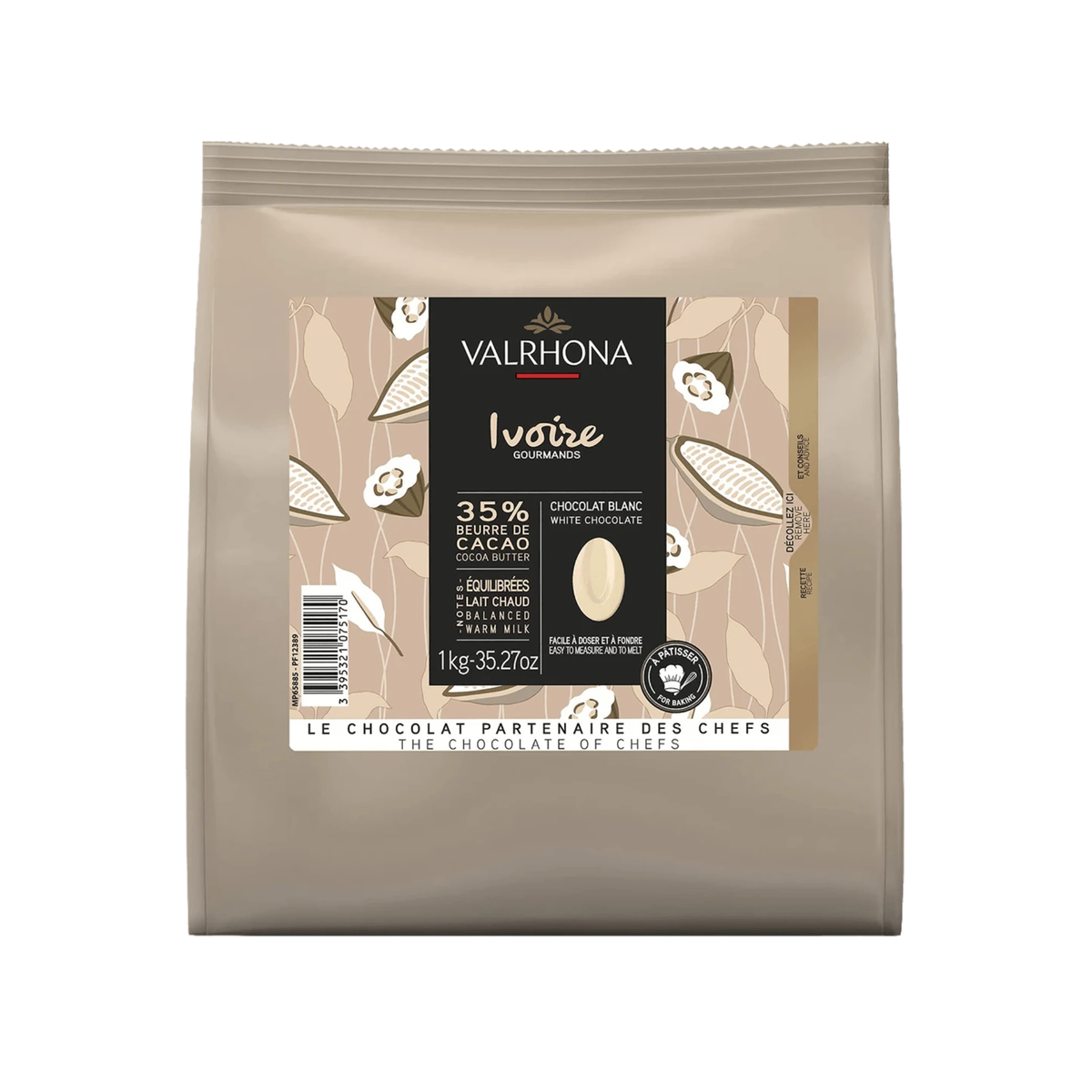 Chocolat de couverture blanc Ivoire 35 % Valrhona 