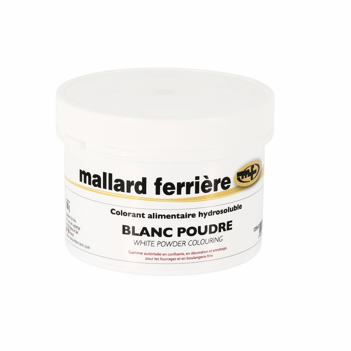 Colorant alimentaire hydrosoluble blanc couleur intense 100g Mallard Ferrière 
