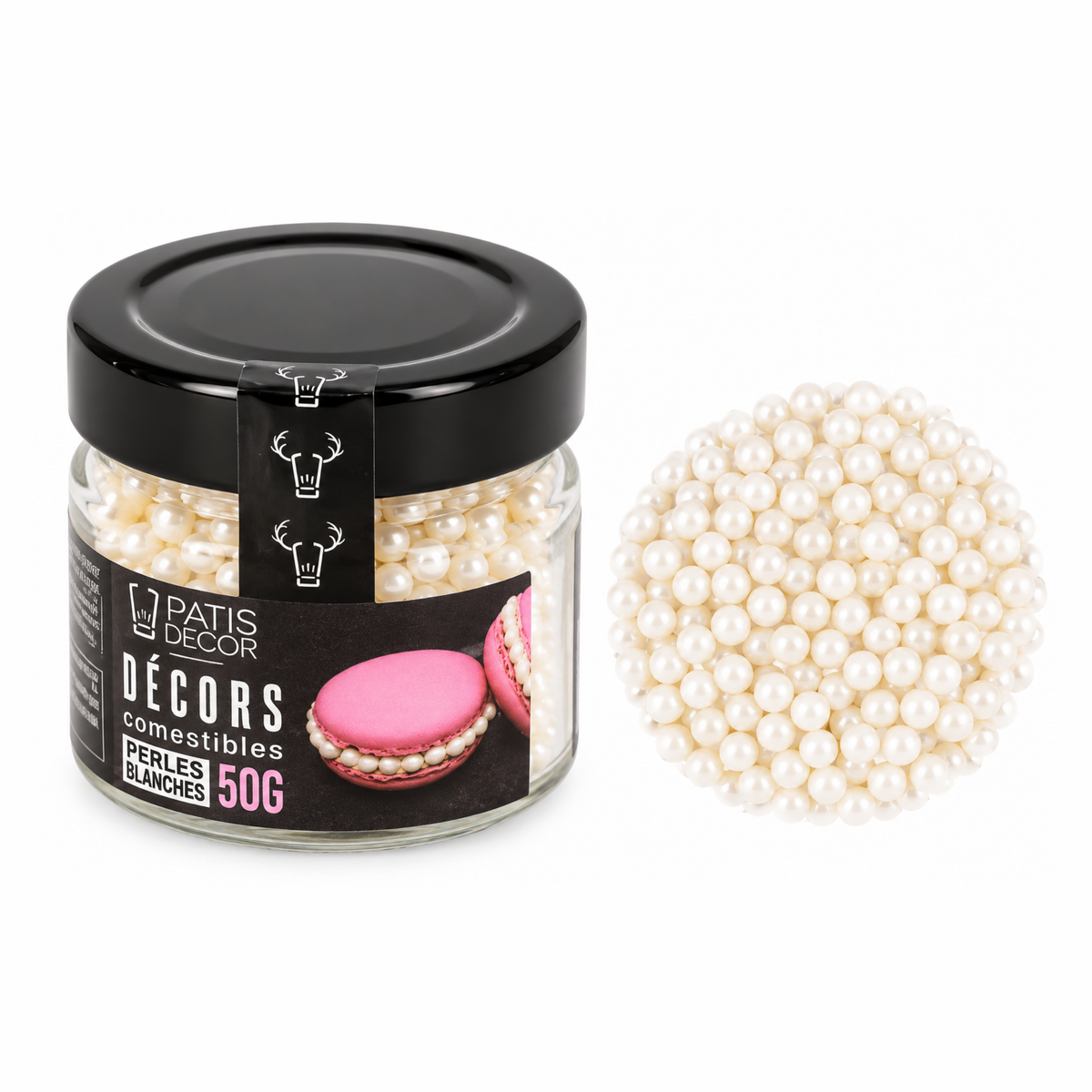 Perles blanches comestibles 50 g PatisDécor 