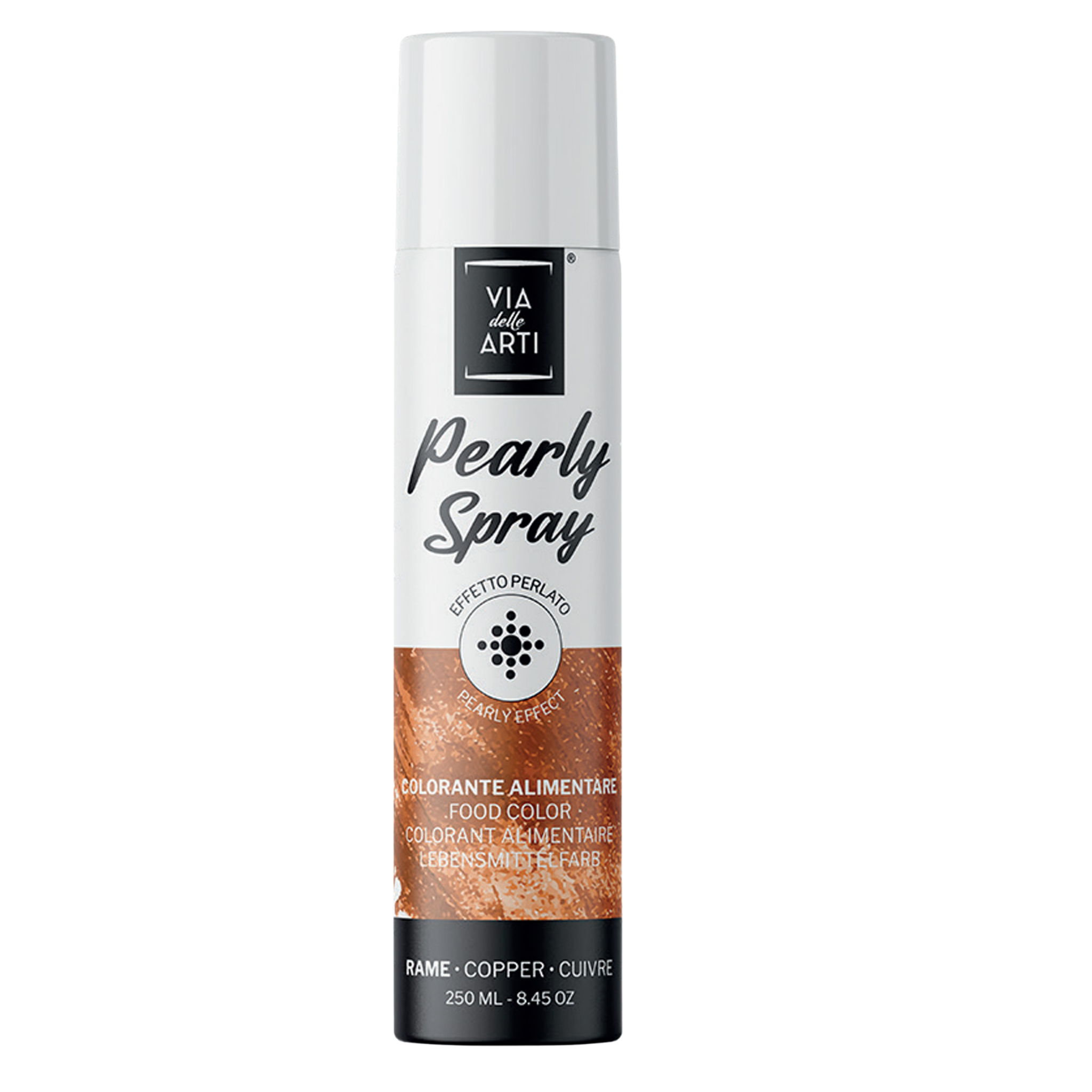 Spray alimentaire effet métallisé cuivre Via delle Arti 250 ml
