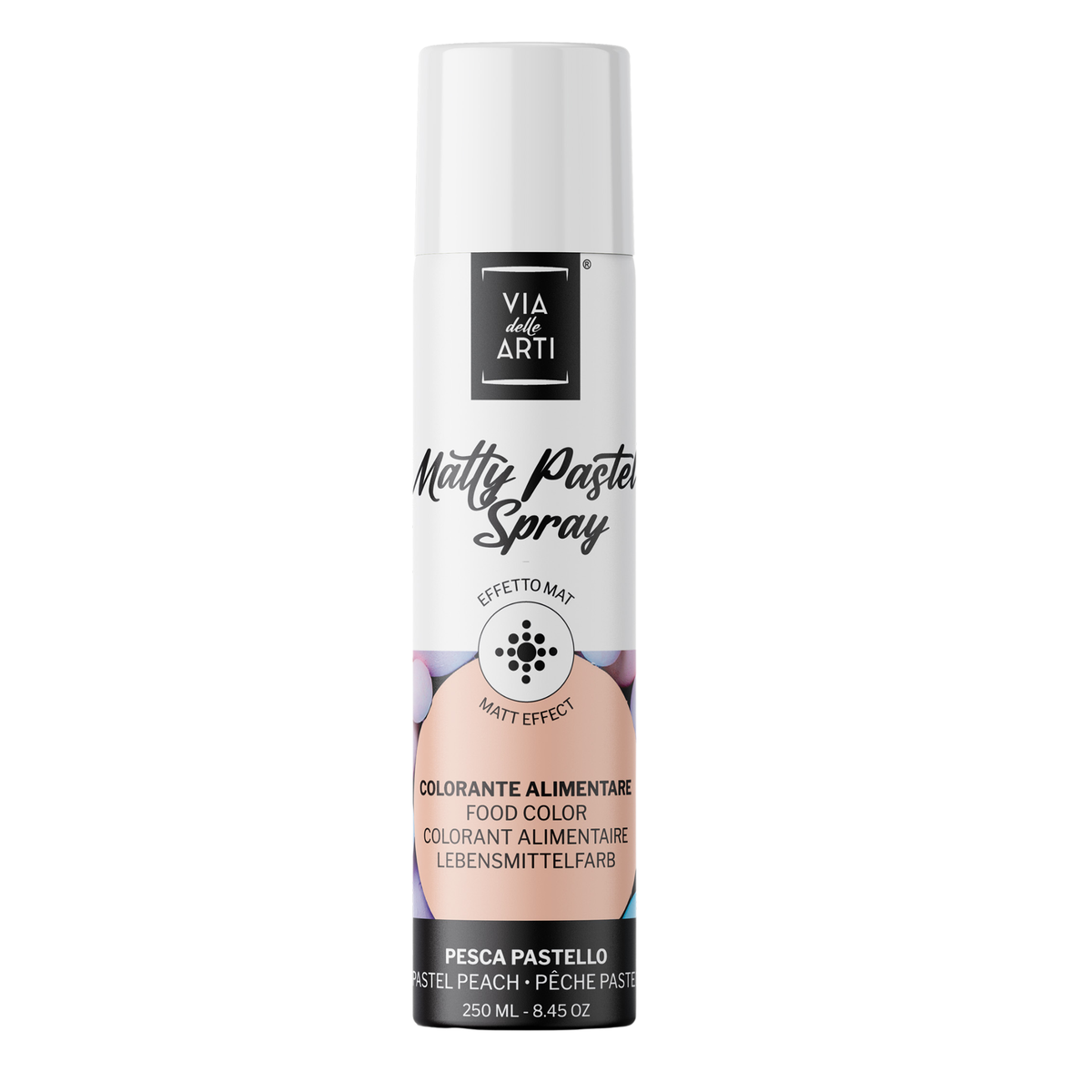 Spray alimentaire effet mat pêche Via delle Arti 250 ml