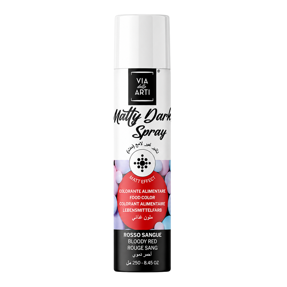 Spray alimentaire effet mat rouge sang Via delle Arti 250 ml