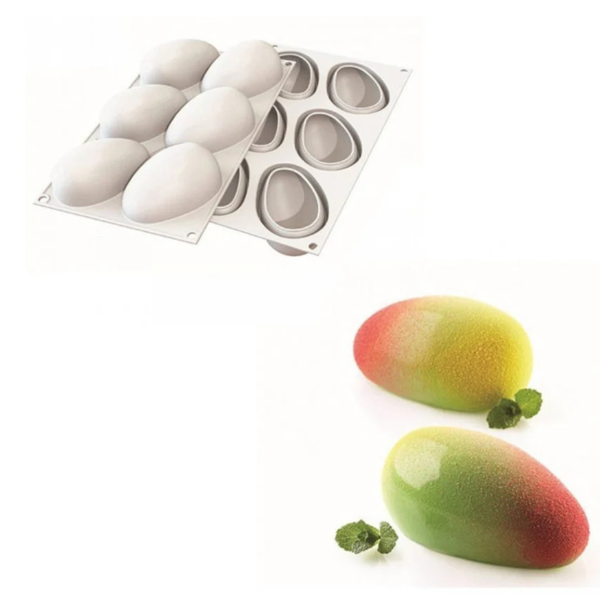 Silikomart - Moule Silicone 6  Mangues 93 x 57 mm 130ml