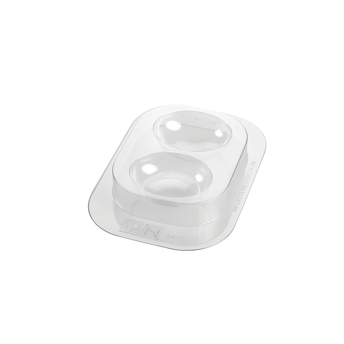 Moule thermoformé transparent avec 2 cavités rondes