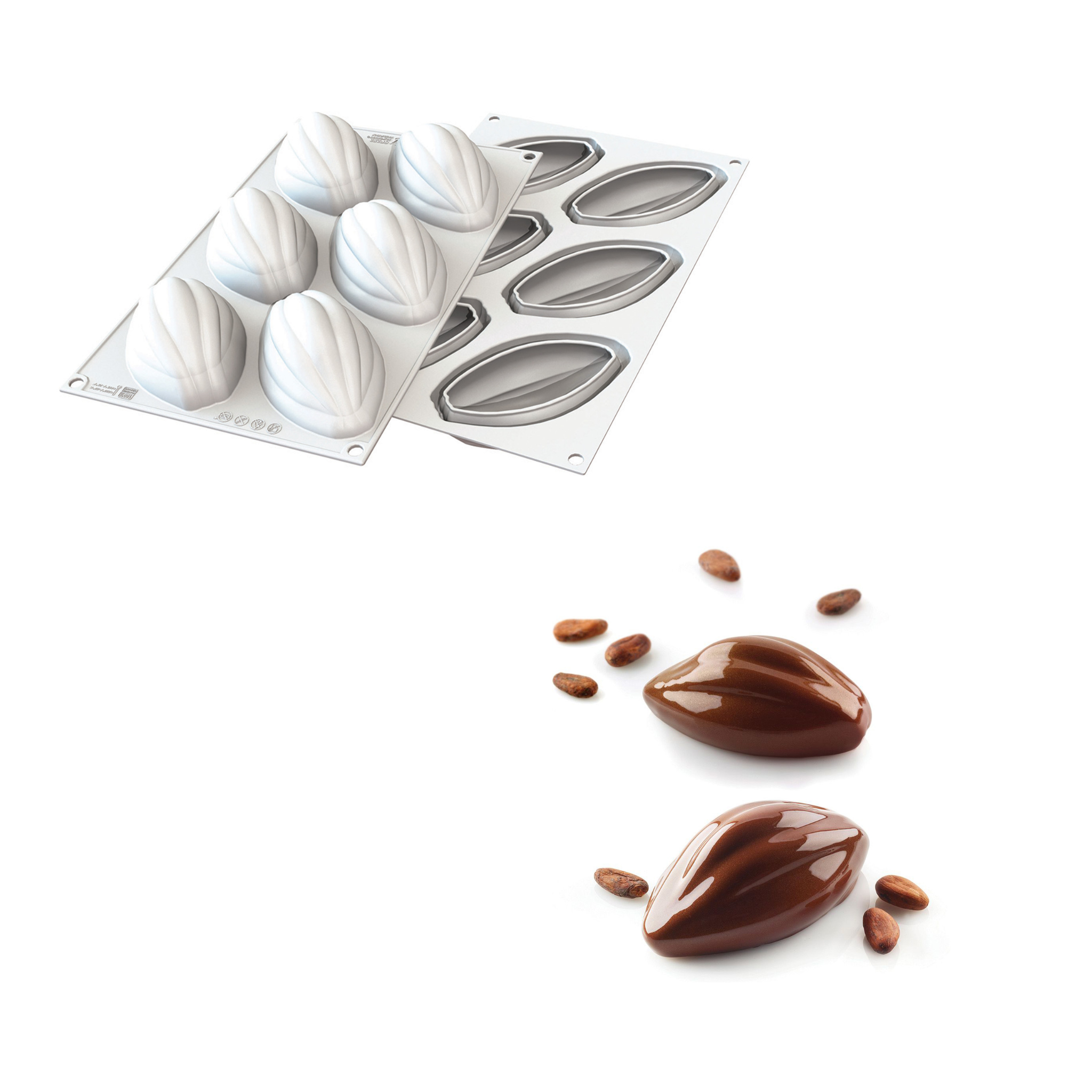 Silikomart - Moule Silicone 6 Cabosses Cacao 115 ml