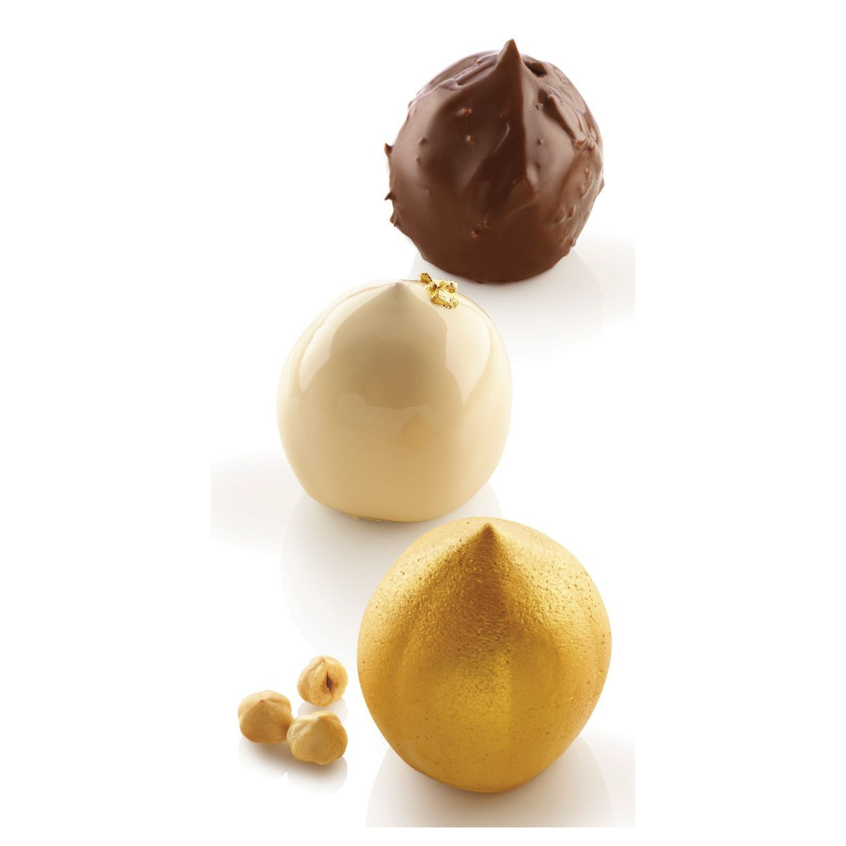 Entremets individuels en forme de goutte avec différentes finitions