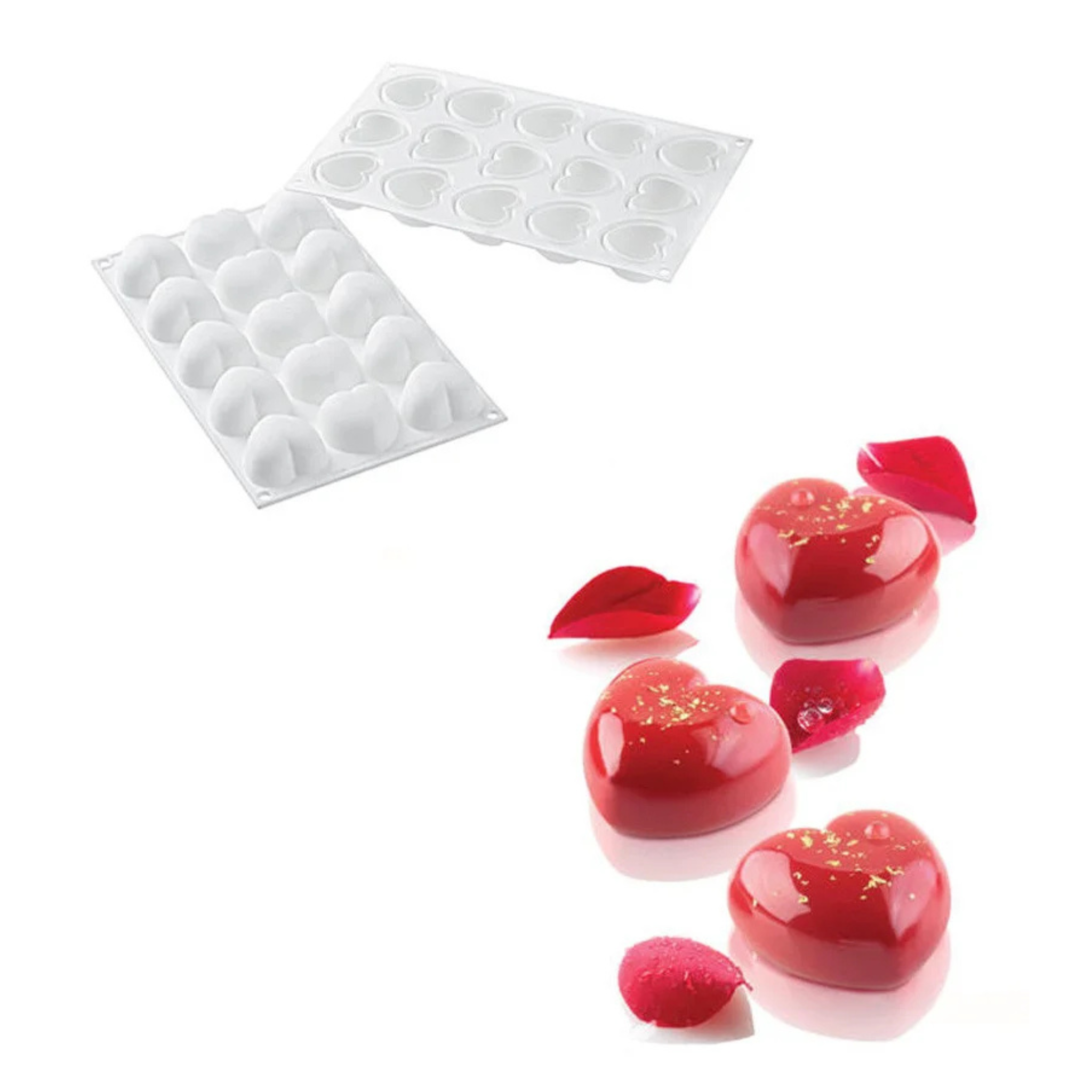 Silikomart - Moule Silicone 15 Cœurs Bombés Cupido 45 x 44 mm 30 ml