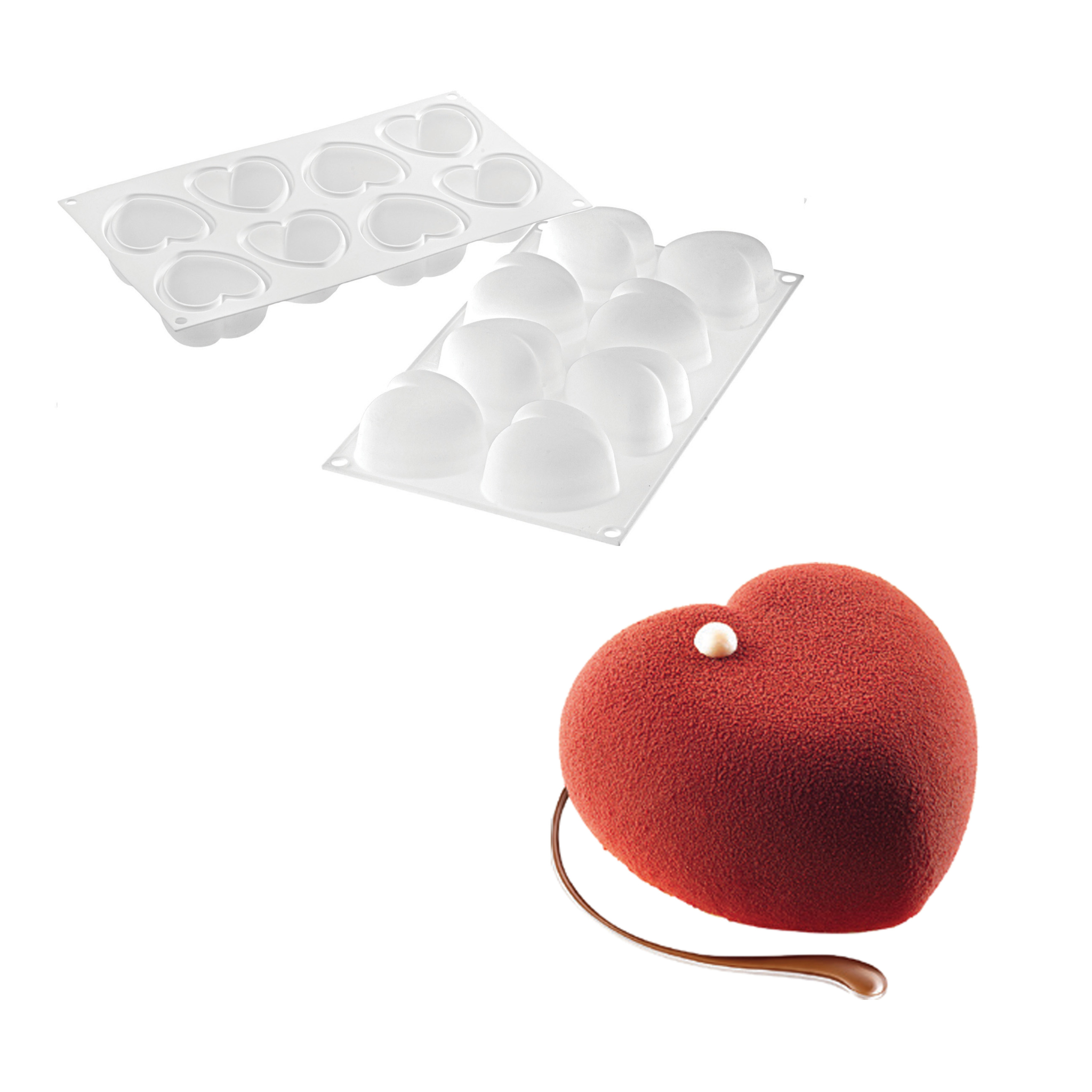 Silikomart - Moule Silicone 8 Cœurs Bombés Amorini 100 ml