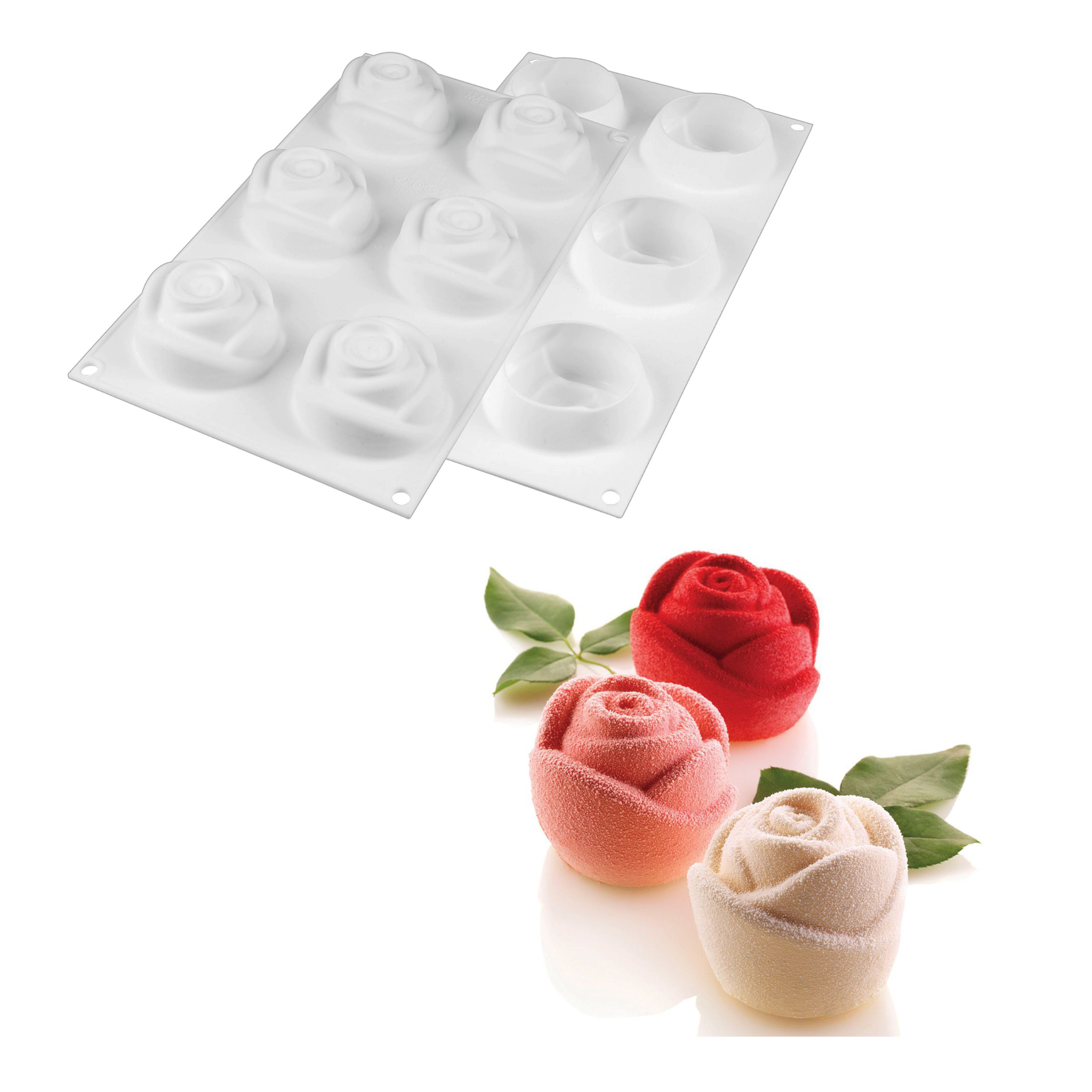 Silikomart - Moule Silicone 6 Roses ø70 mm 143 ml
