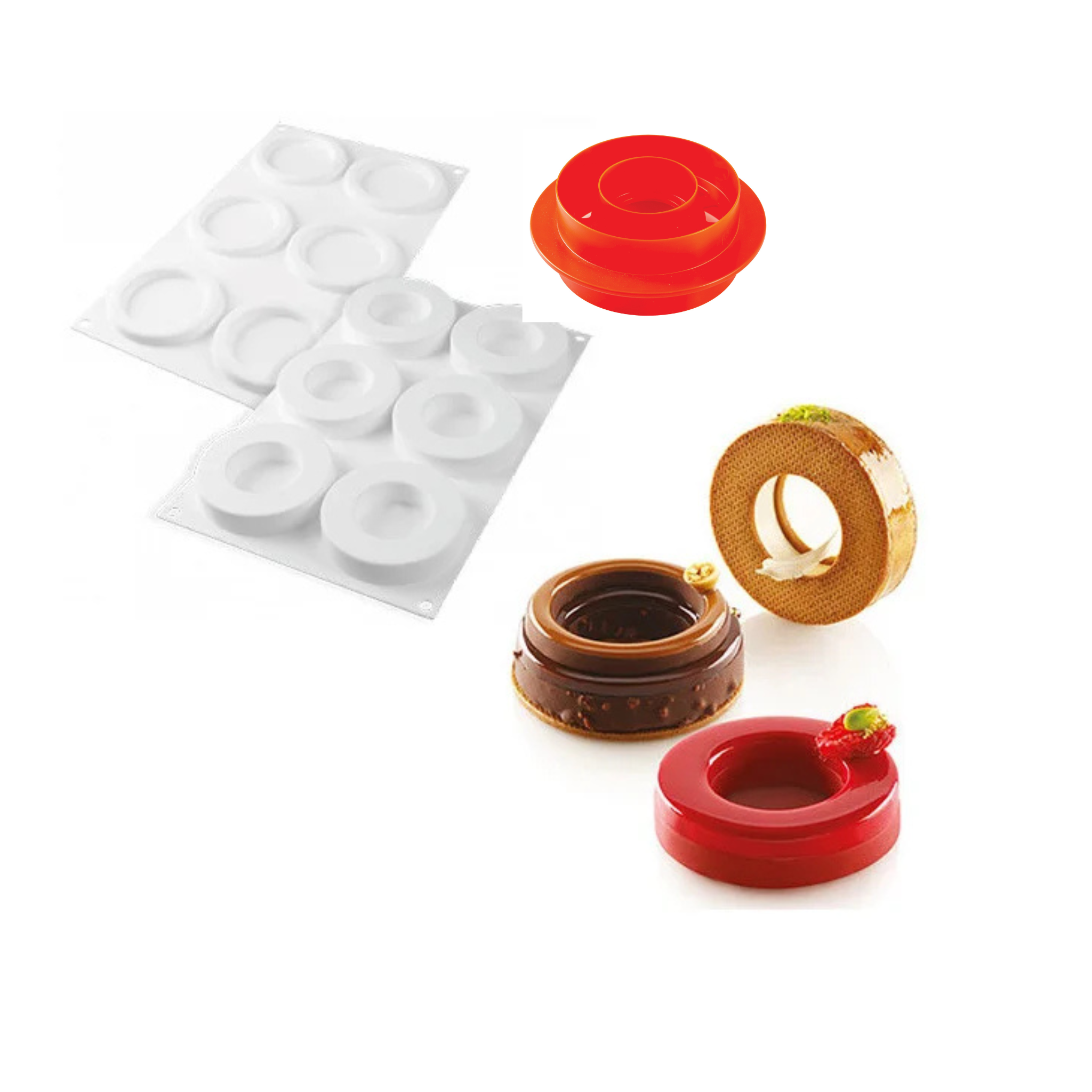Silikomart - Kit Moule Silicone 6 Anneaux Ring Ø 85/50 mm