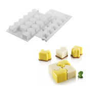 Moules silicone 15 empreintes puzzle avec créations pâtissières