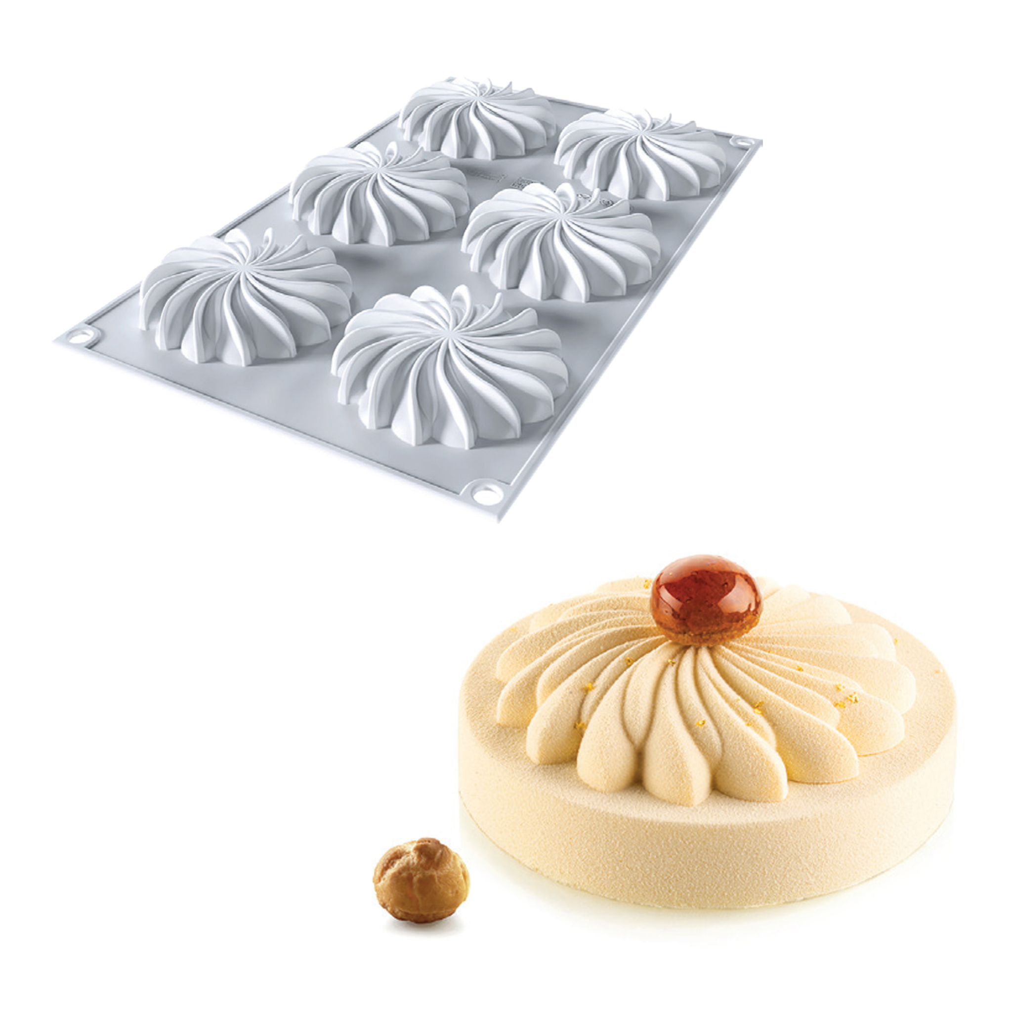 Silikomart - Moule Silicone 6 Mini Saint Honorés 40 ml