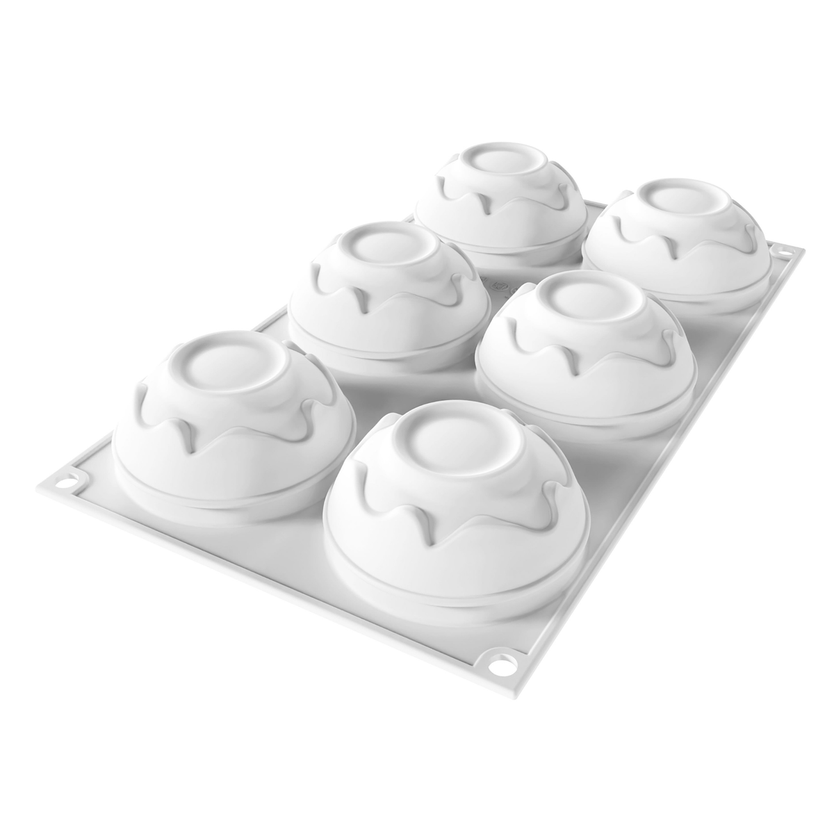 Moule en silicone 6 empreintes rondes avec décor ondulé vue extérieure