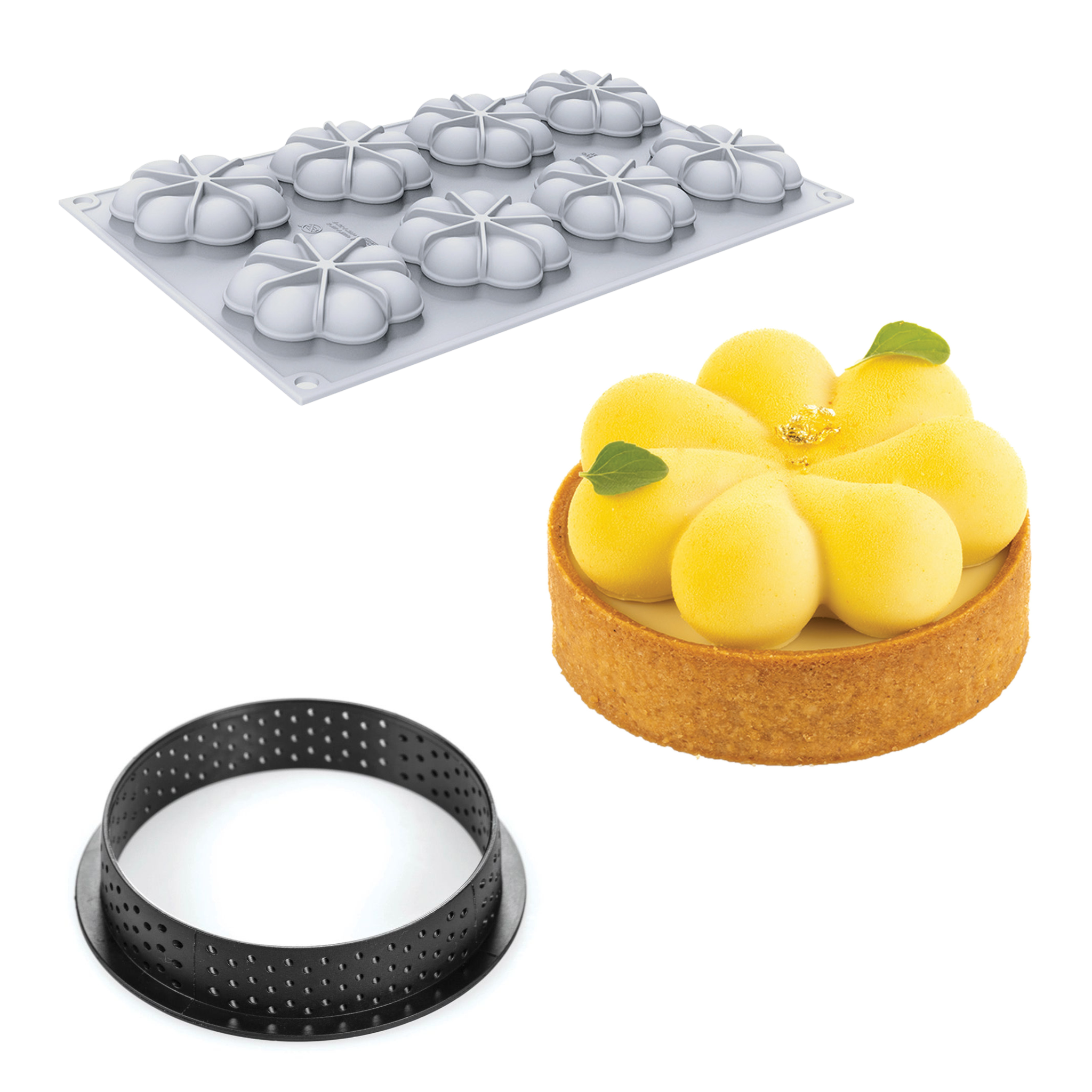 Silikomart - Kit Moule Silicone 8 Tartelettes Blossom 47ml