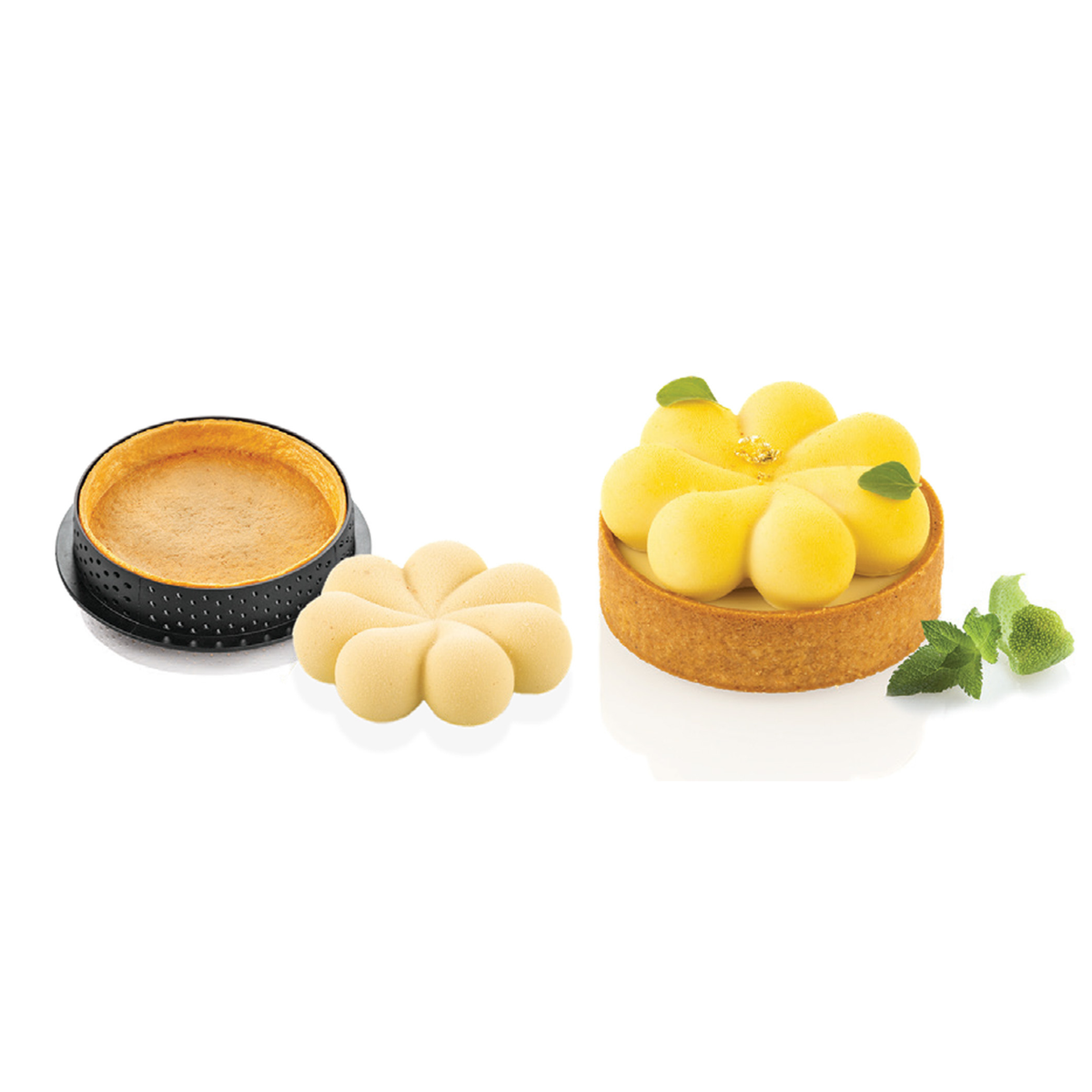 Tarte fleur avec cercle perforé et insert en silicone