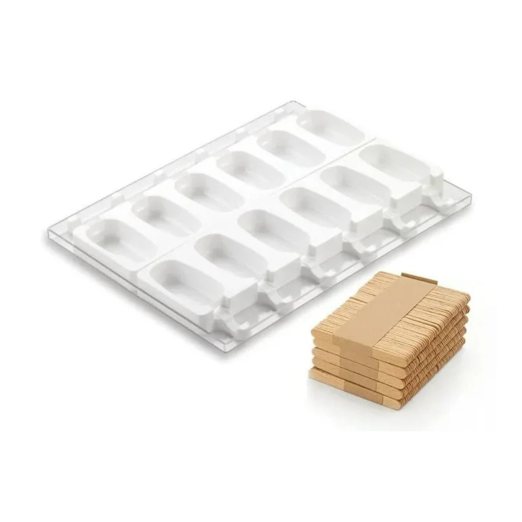 Silikomart - Moule Silicone Glaces  Esquimaux Classique avec 50 bâtonnets