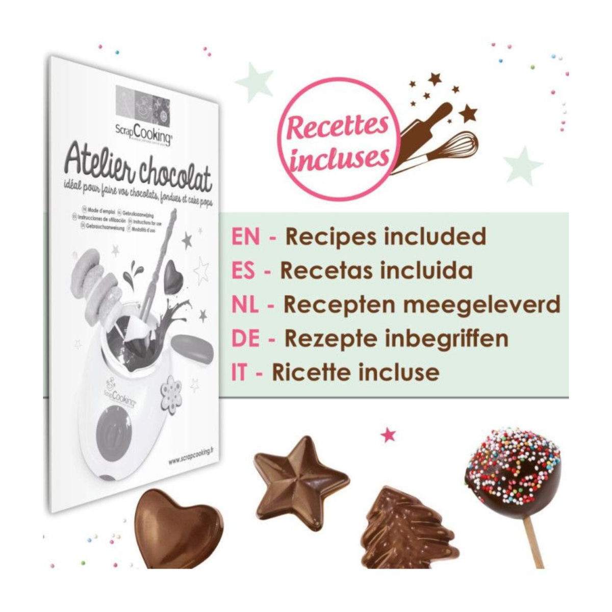 Atelier chocolat avec moules et ustensiles
