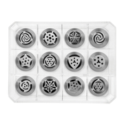 Assortiment de 12 douilles russes en inox pour décorations pâtissières
