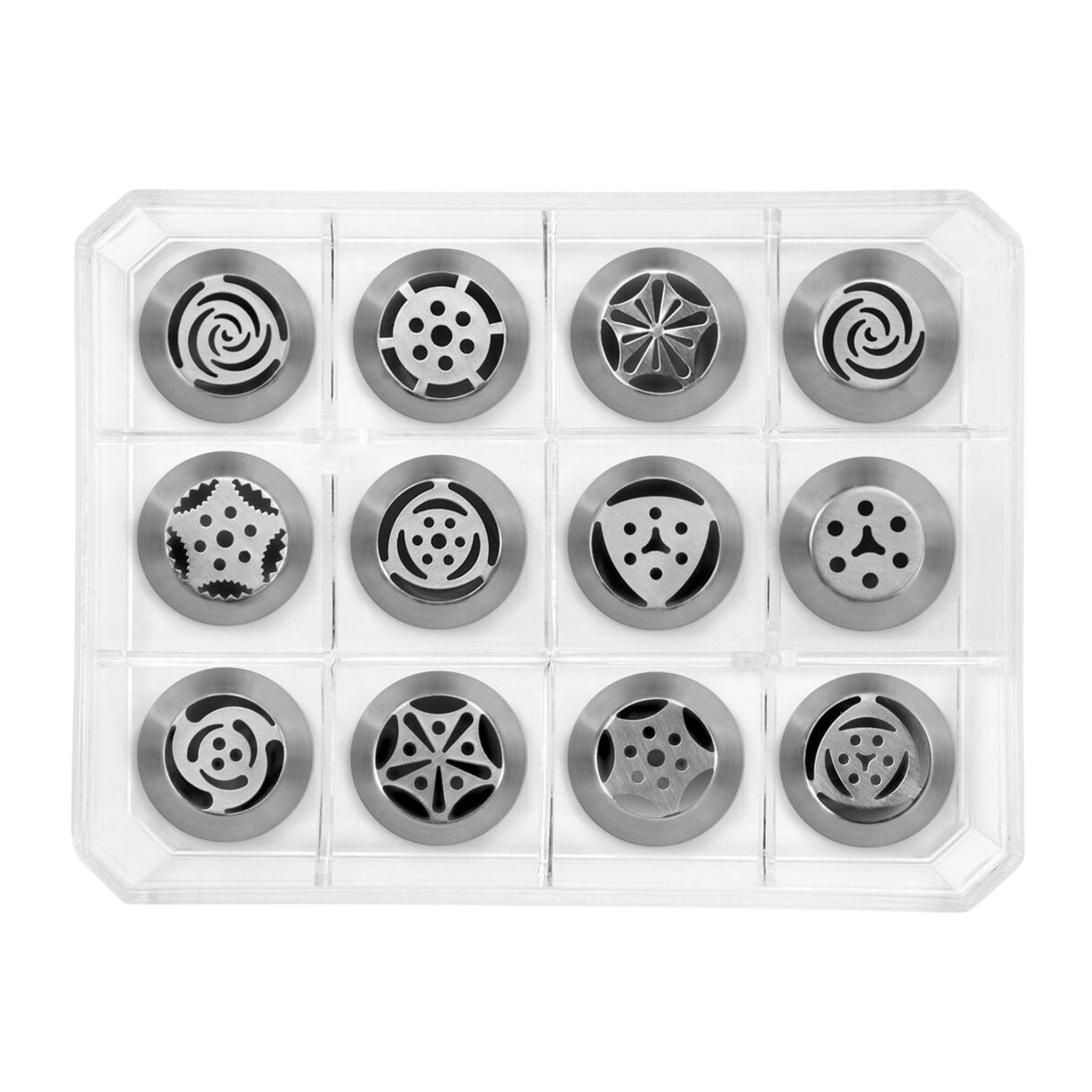 Ibili - 12 Douilles inox Décors fleurs assorties Ø23 mm