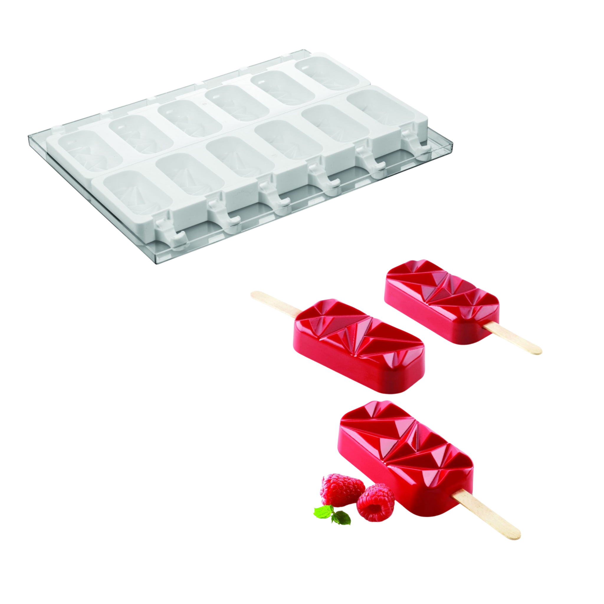 Silikomart - Moule Silicone Glaces 12 Esquimaux Shock avec 50 Bâtonnets