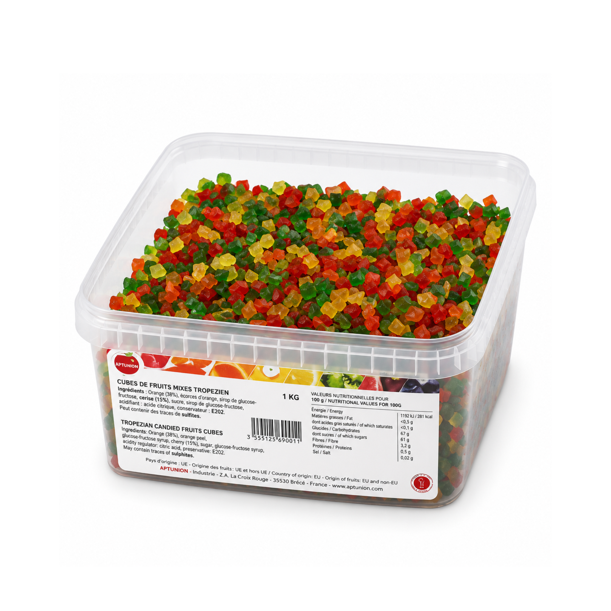 Kerry Aptunion - Cubes de Fruits confits tricolores - 1 kg