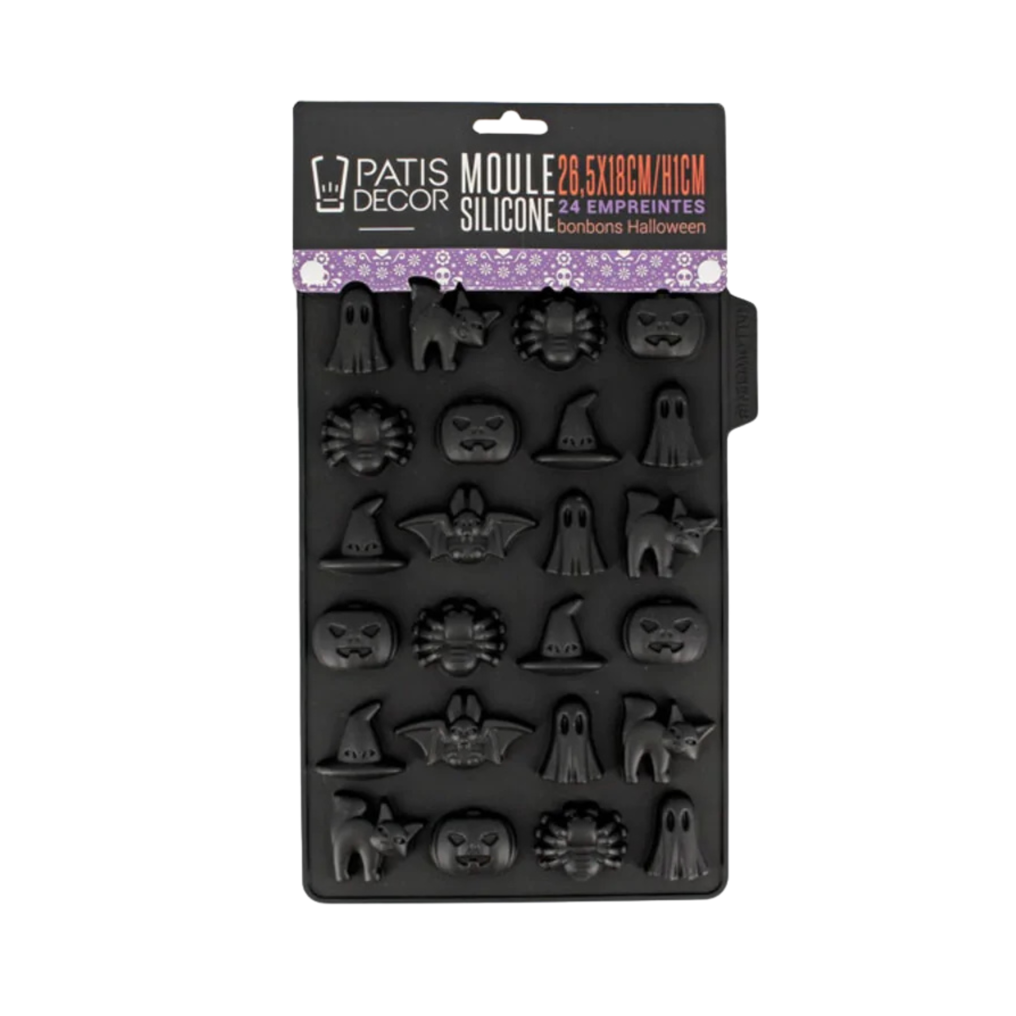 Patisdécor - Moule à Bonbons Halloween en Silicone 24 Empreintes