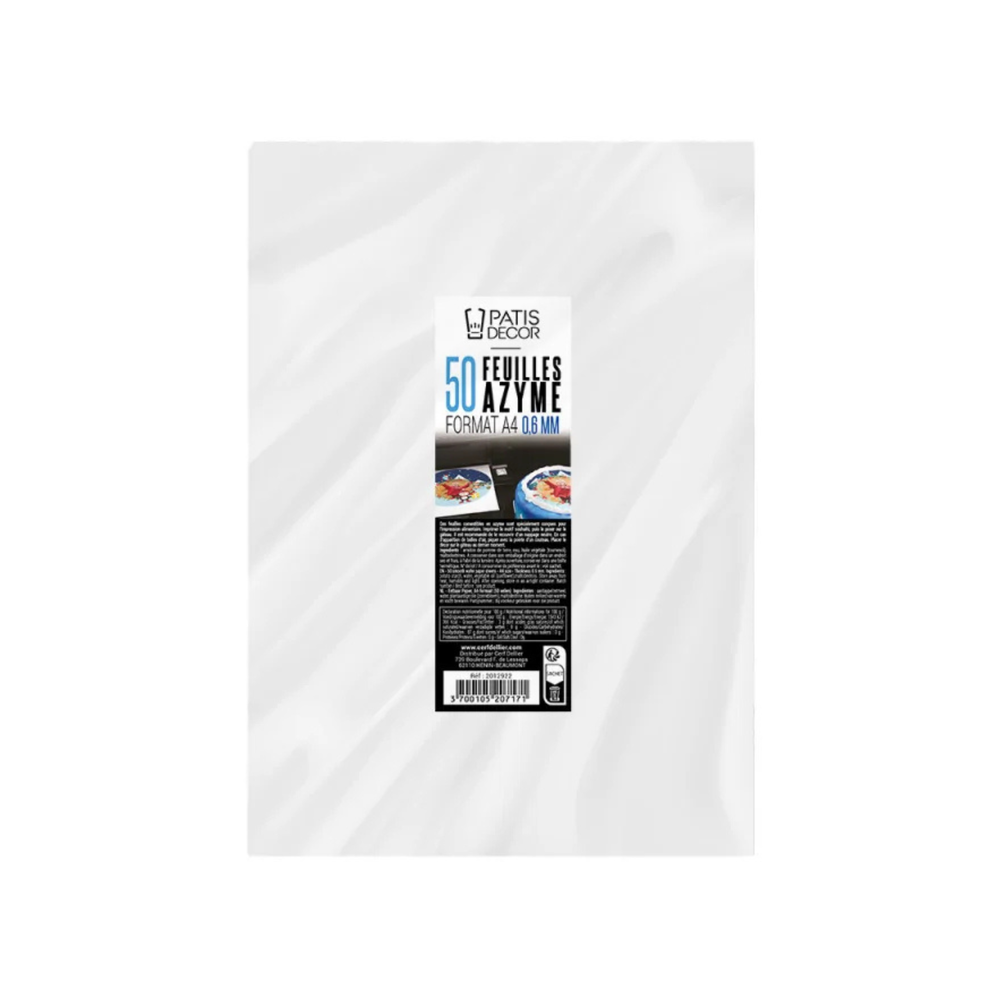 Patisdécor - 50 Feuilles Azyme Alimentaires A4 - Épaisseur 0,6 mm