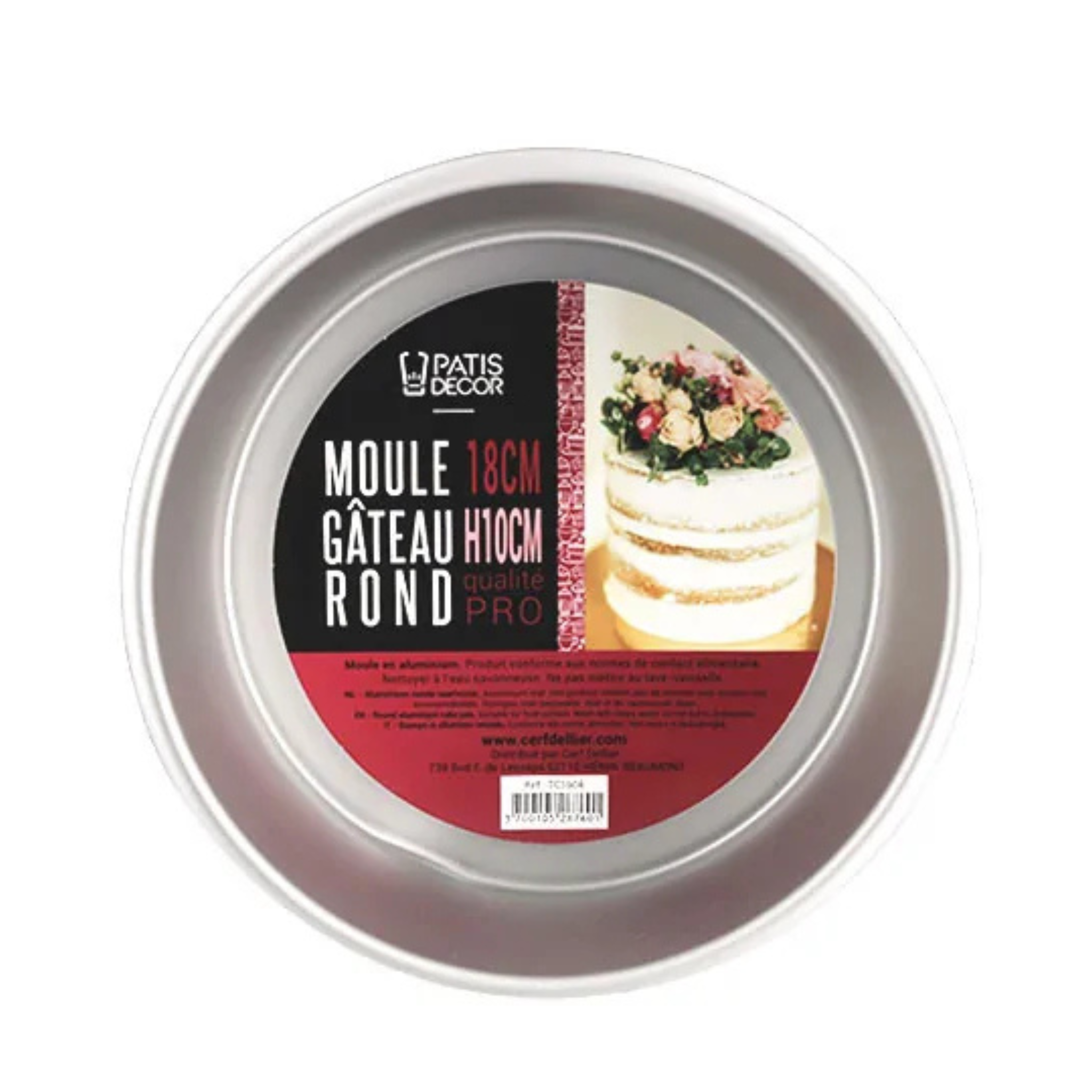 Patisdécor - Moule à Gâteau Rond en Aluminium Ø18 x H10 cm