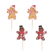 Patisdécor - Lot de 4 Cake Toppers Bonhommes en Pain d’Épices 12 cm