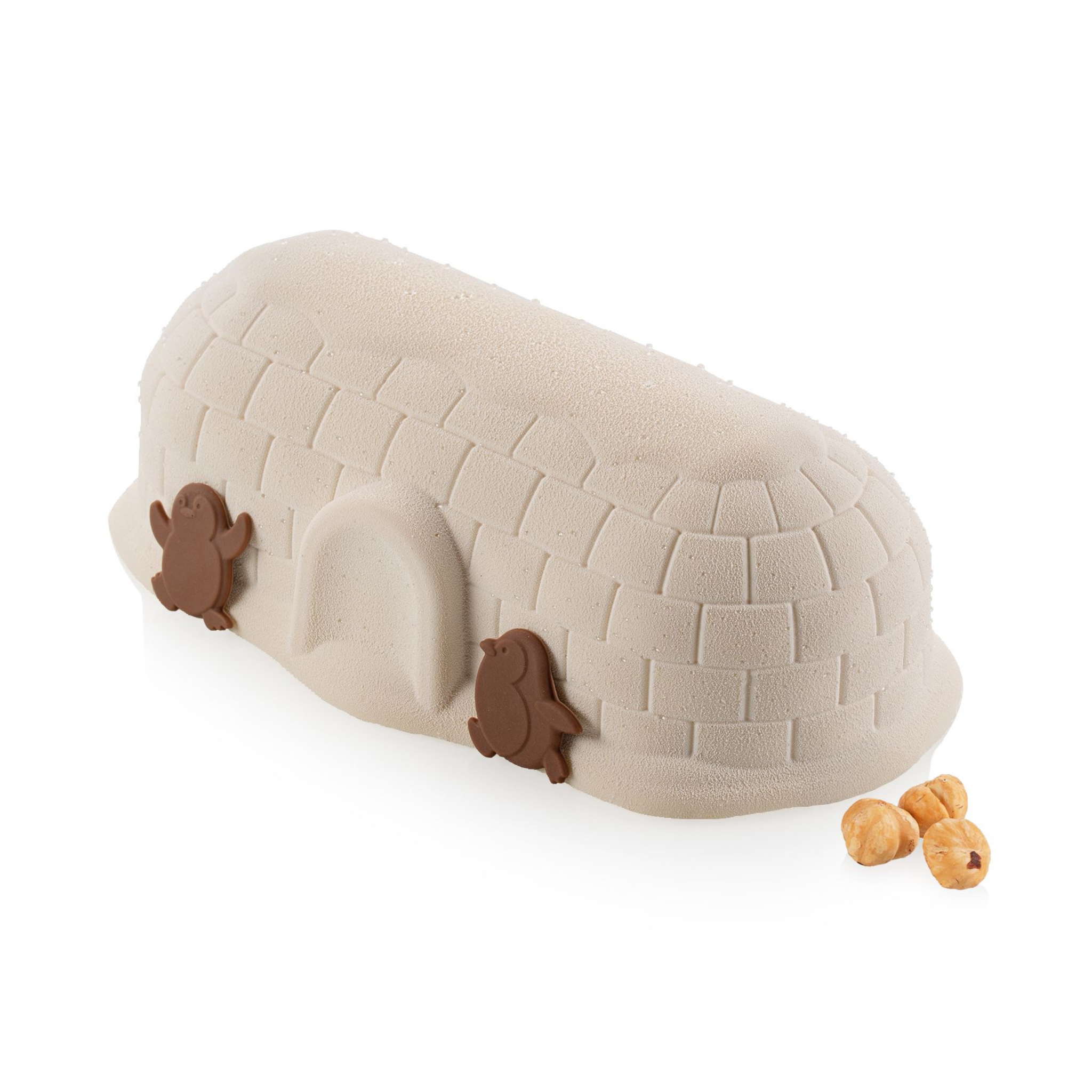 Silikomart - Moule Silicone Bûche Igloo avec 3 Pingouins 23,4 x 11,5 x 7,5 cm
